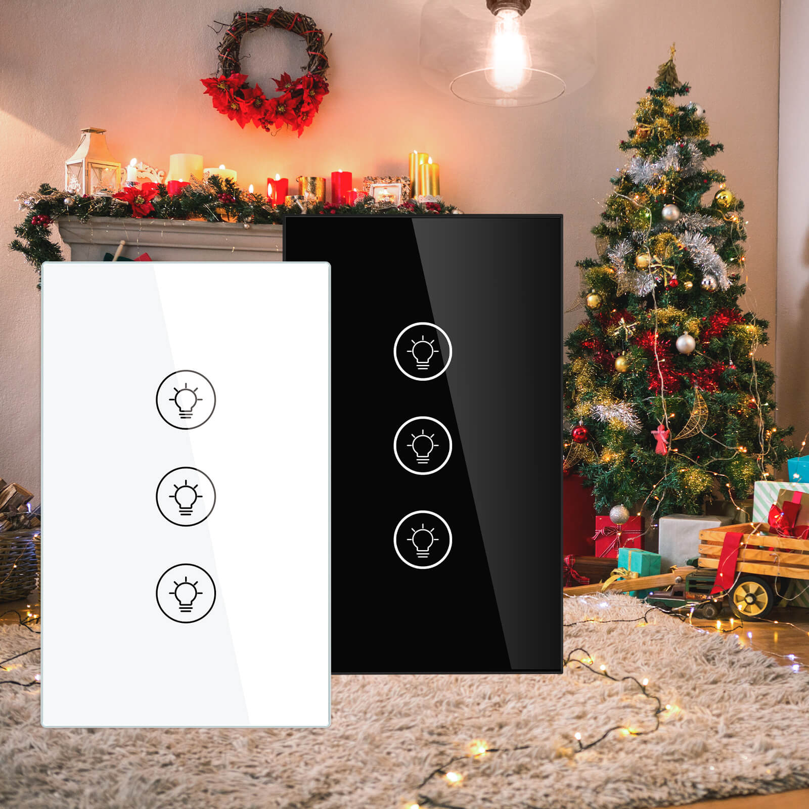 ZigBee Smart Dimmer Switch, Multi-gang Smart Light Dimmer Switch, US Single Pole Neutral Wire Required、mySite、fannypackpong