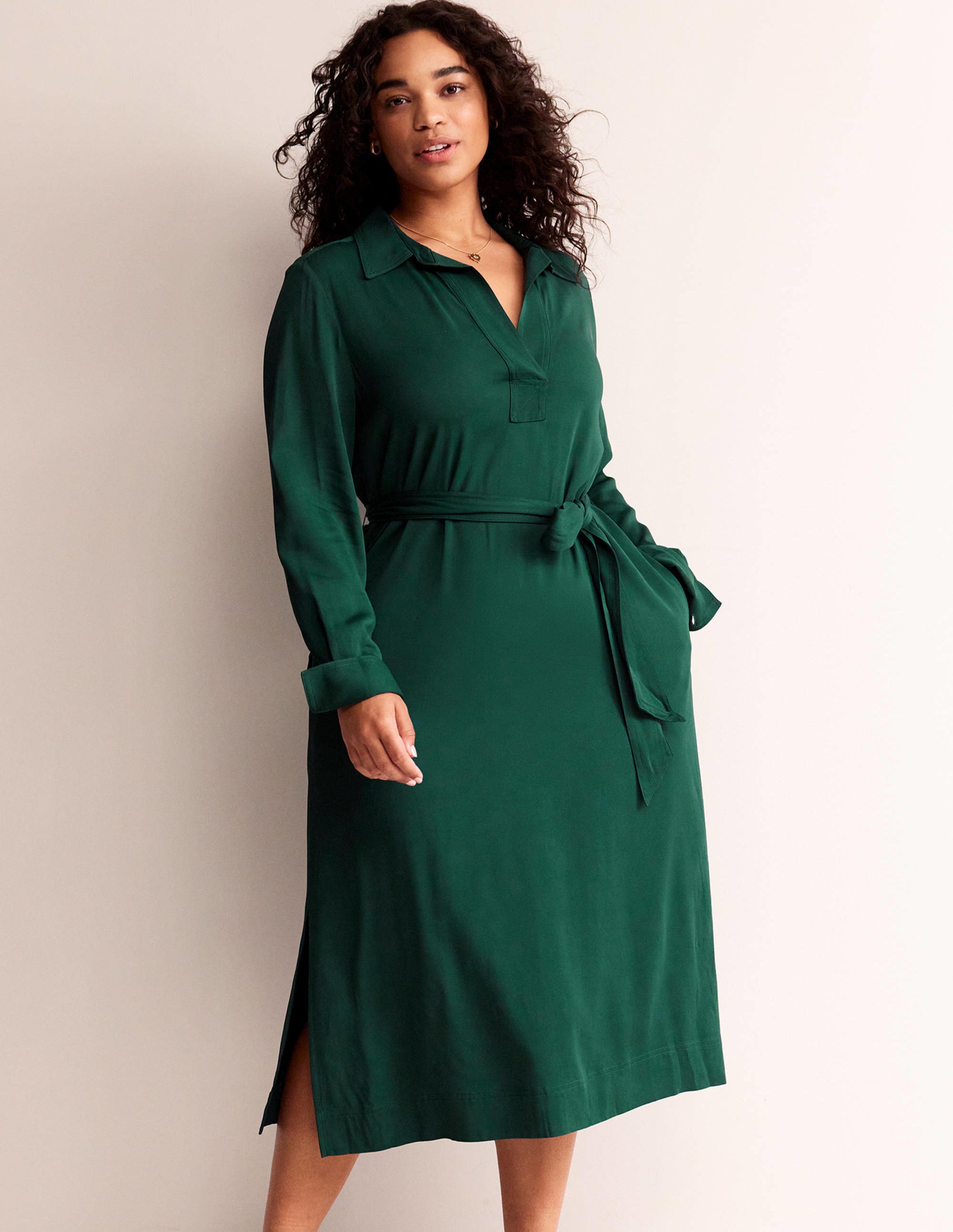  Clean Midi Pop Over Dress-Emerald Night、mySite、ashleygrahame