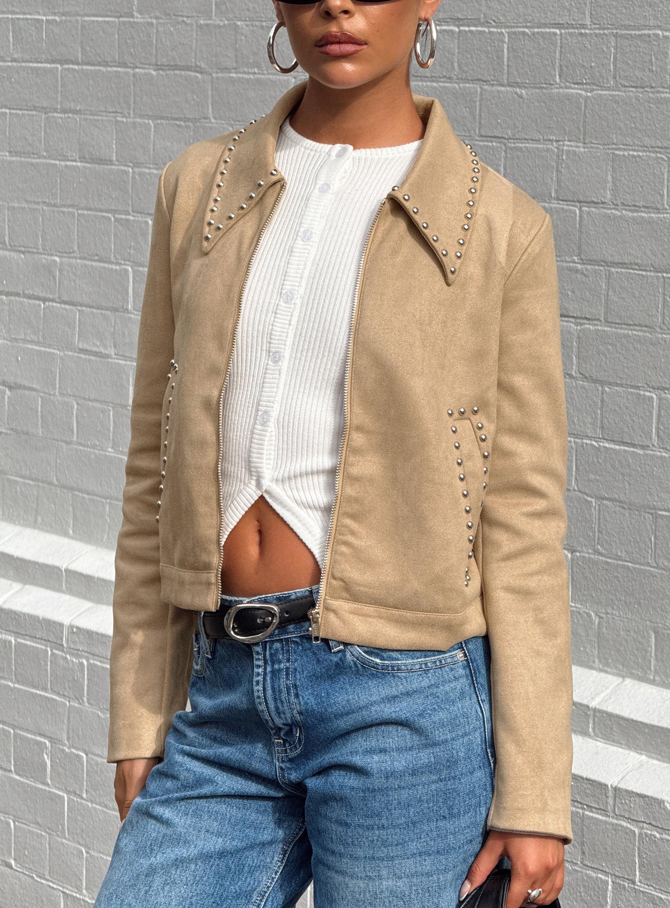 Hurleigh Faux Suede Jacket Brown、mySite、solidvoid