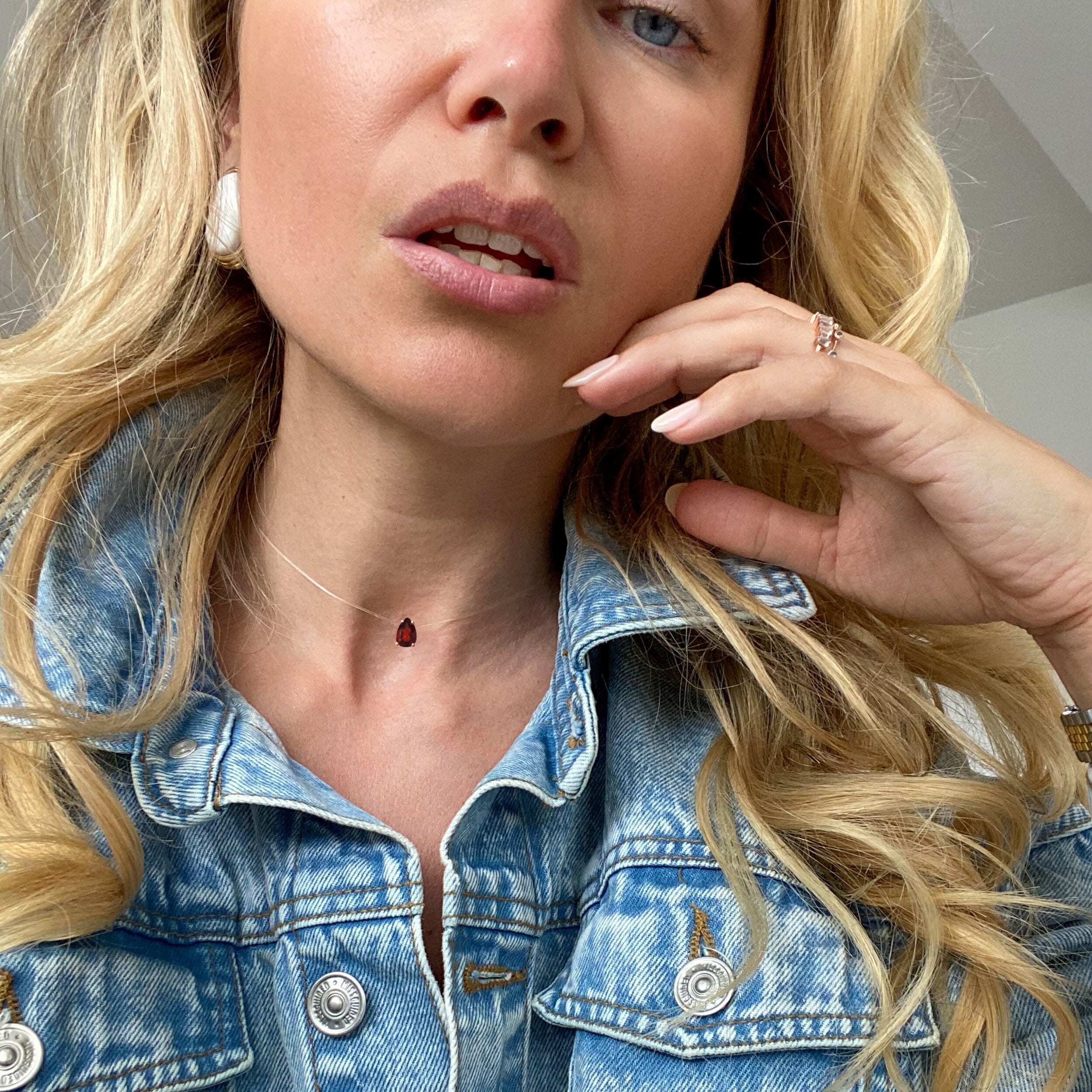 Garnet Necklace Floating Sway - January Birthstone、mySite、hinf8tx79