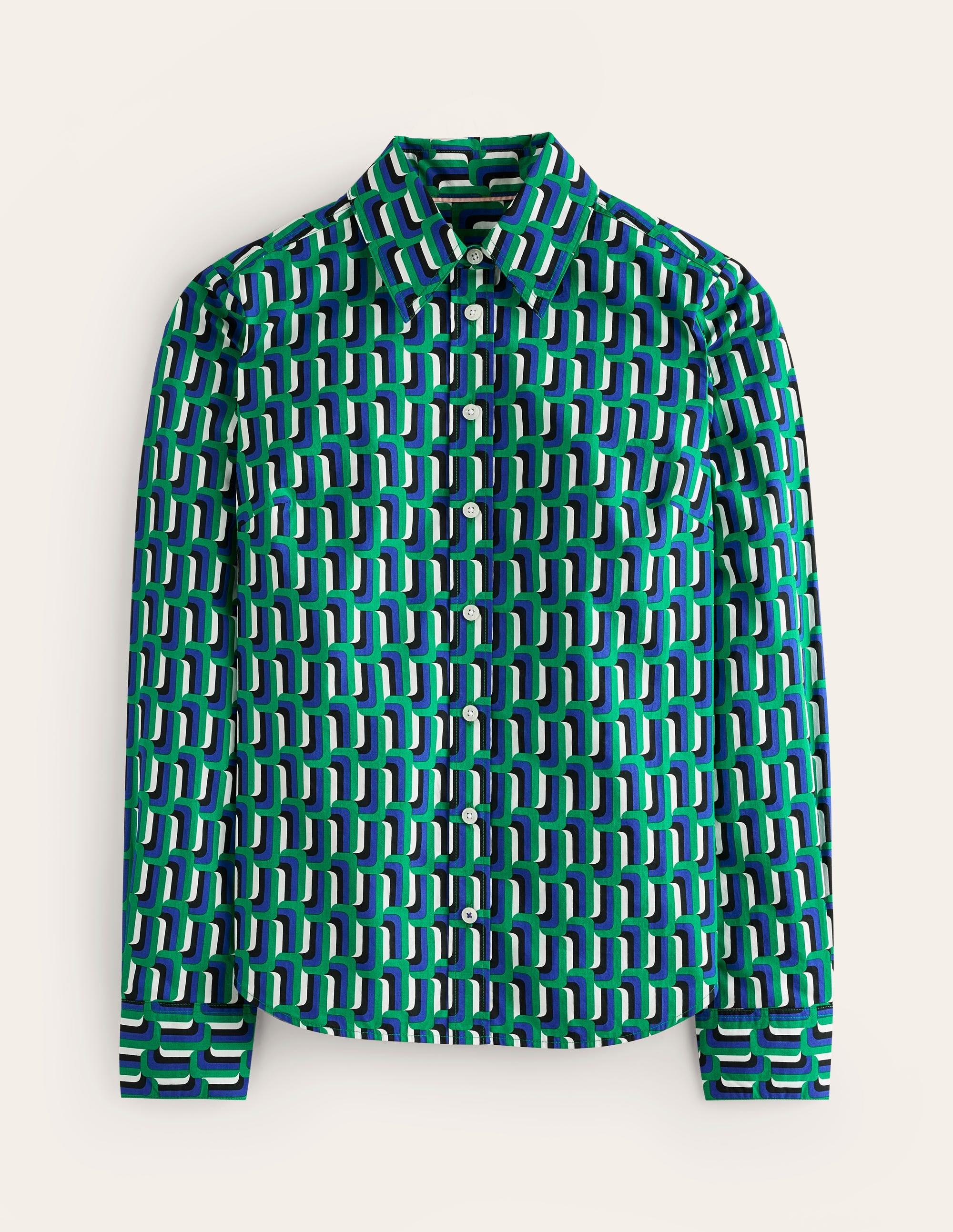  Sienna Cotton Shirt-Green and Blue, Falling Geo、mySite、ashleygrahame