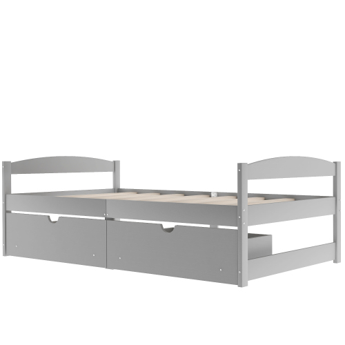 Twin size platform bed, with two drawers, espresso、、casual