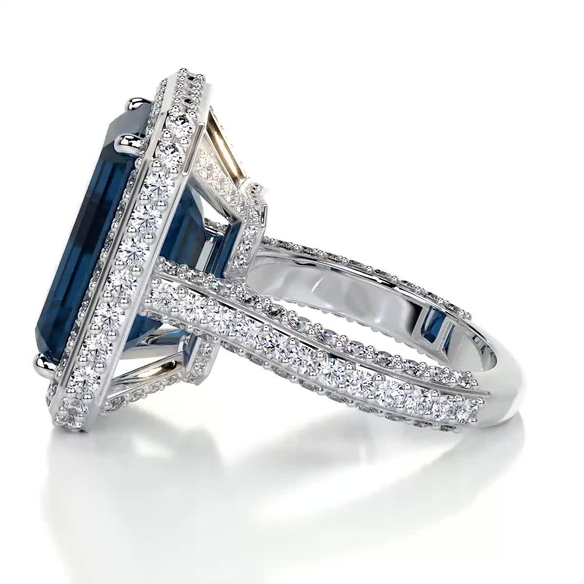Mackenzie Gemstone & Diamonds Ring (12 Carat) -18K White Gold、mySite、hinf8tx79