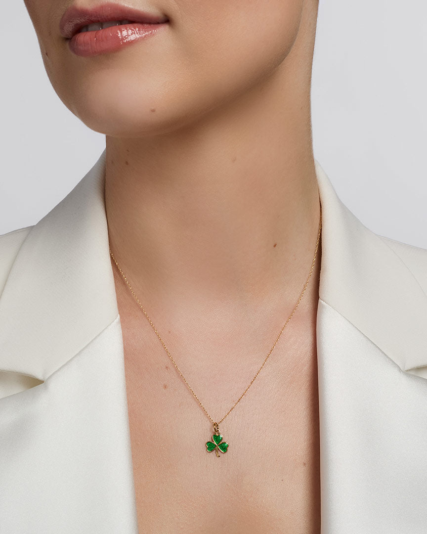 Green Enamel Gold Shamrock Necklace、mySite、botmansion