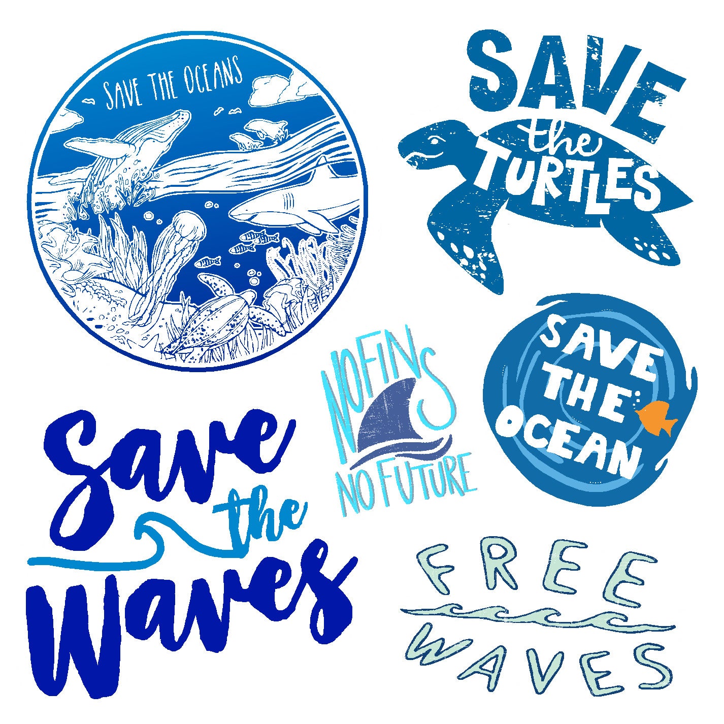  Save the Oceans Vinyl Sticker Decal Set、mySite、ghnorth