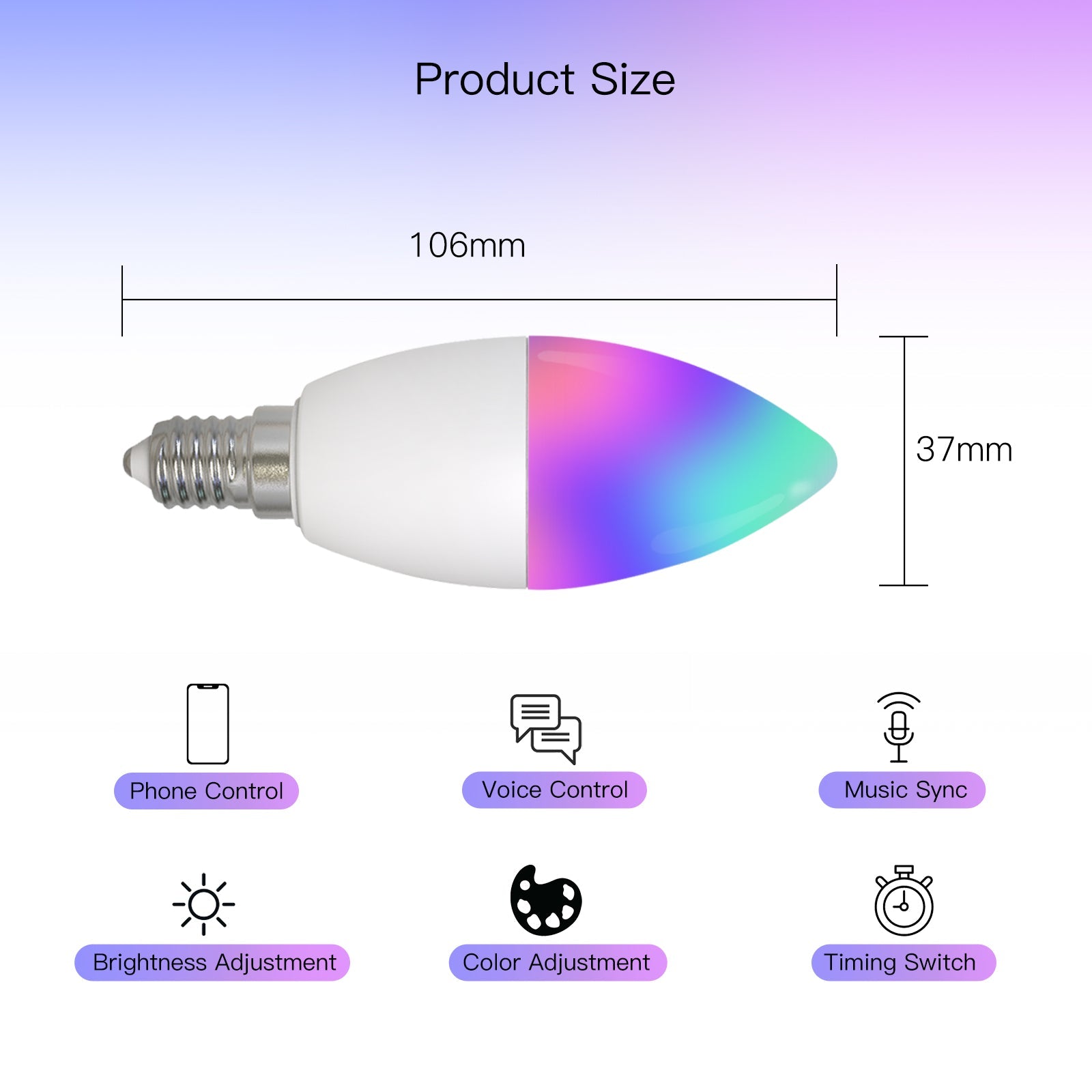 MOES WiFi Smart E14 6W/ E12 5W Candle LED Light Candelabra Bulb RGBCCT 2700-6500K Alexa Google Voice Control、mySite、fannypackpong