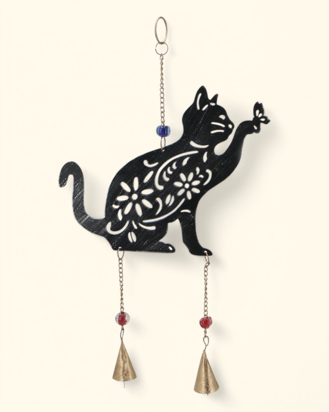 Fairtrade Joyous Cat and a Butterfly Wall Hanging Chime Bell、mySite、topwebapps