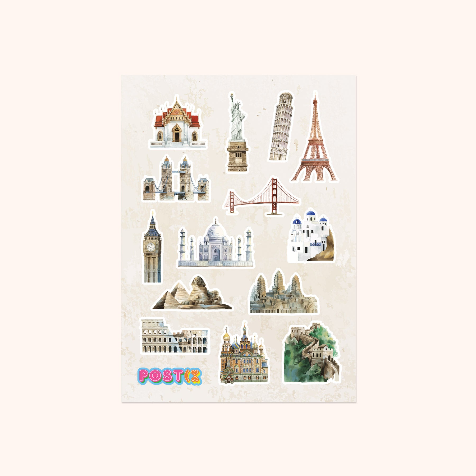  World Travel Icons Sticker Sheet、mySite、ghnorth