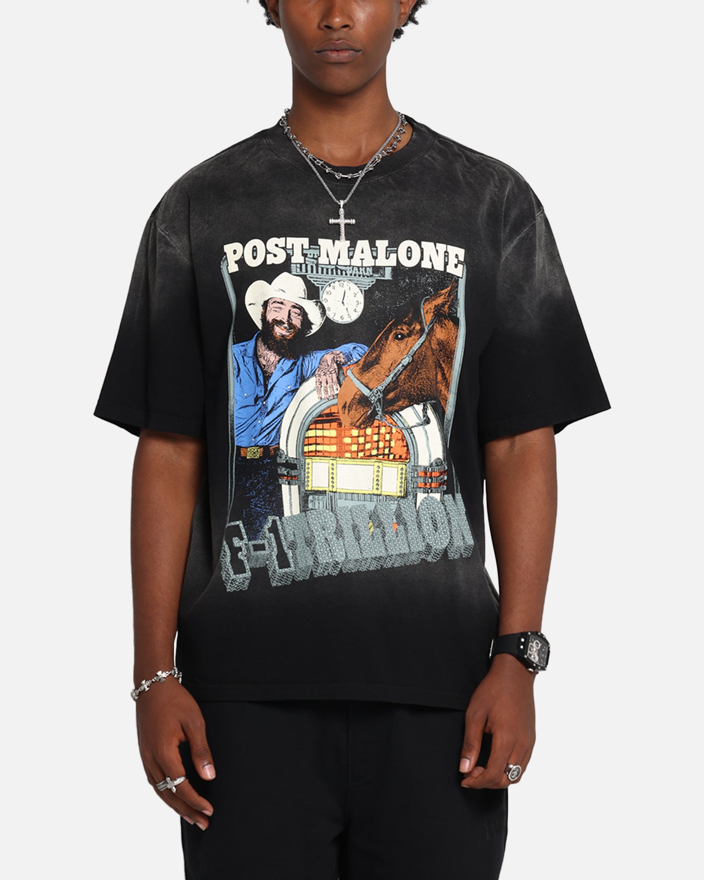 Post Malone F-1 Trillion Horse T-Shirt Black Wash、mySite、zt4zffjzw