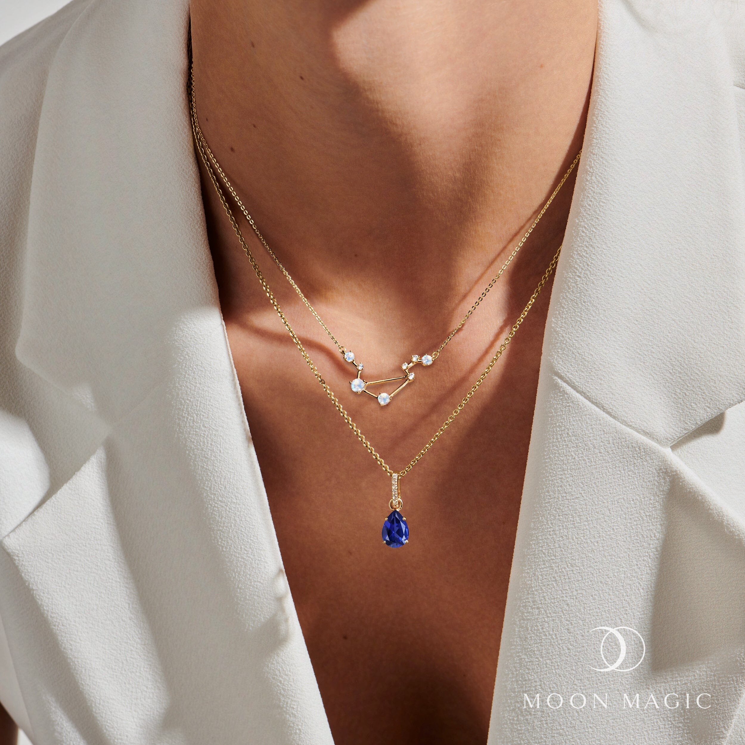 Moonstone Diamond Necklace - Libra Zodiac Constellation、mySite、hinf8tx79