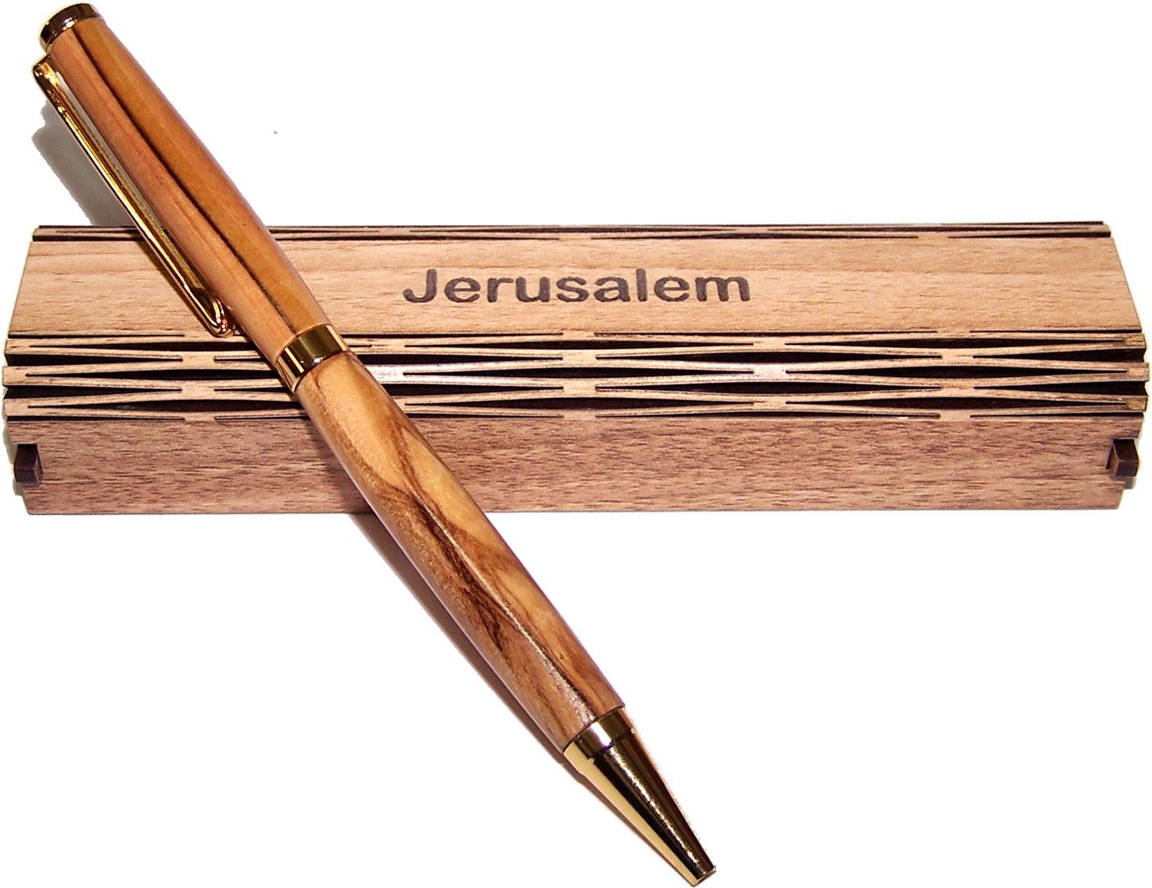 Handmade ballpoint pen handcrafted from Bethlehem Olive wood with wooden box - elegant and sleek design、mySite、topwebapps