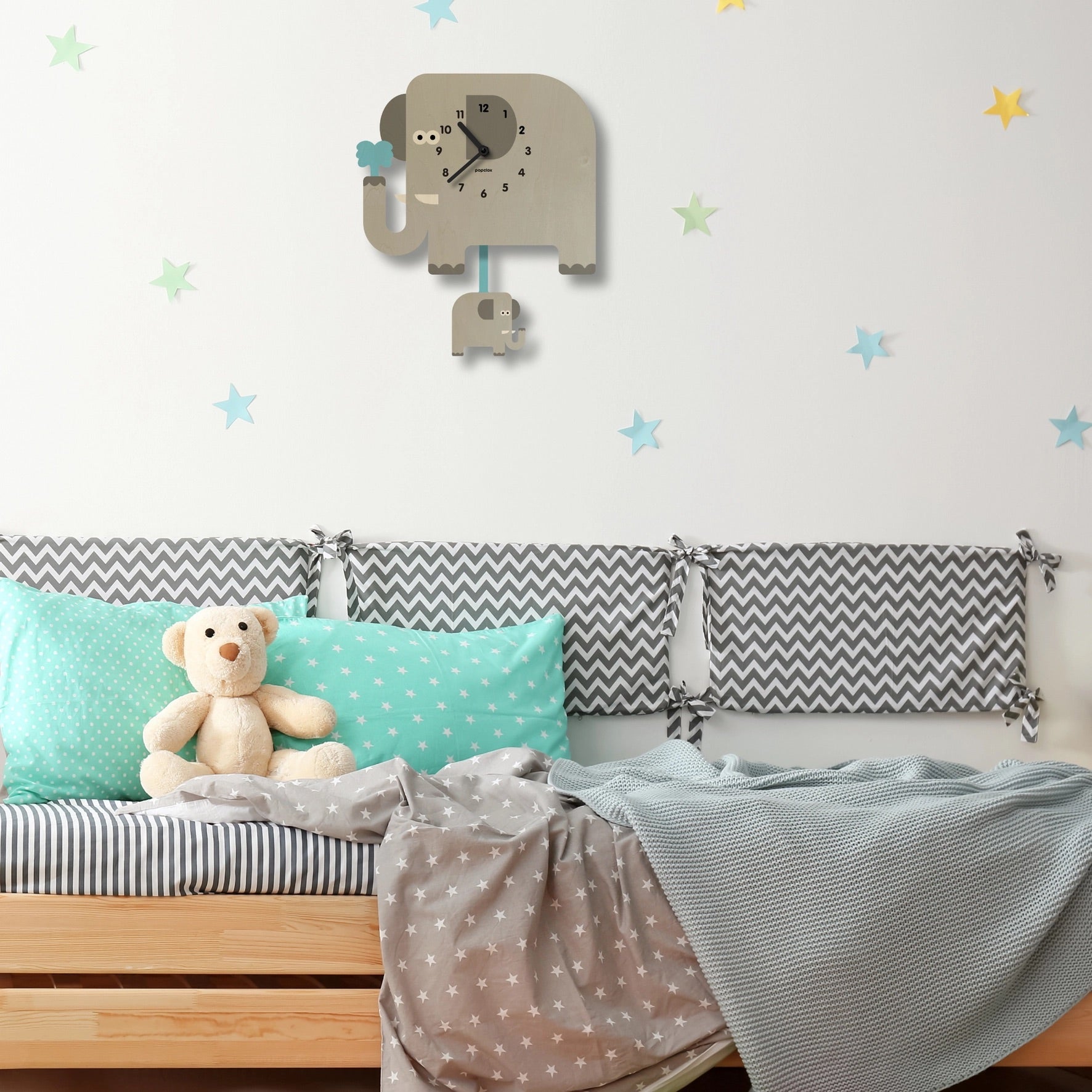 Squirt Elephant Pendulum Clock - Wood、mySite、g9winljtr