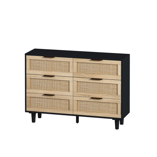 51.18"6-Drawers Rattan Storage Cabinet Rattan Drawer,for Bedroom,Living Room,Natural (Same SKU:W757P198980)、、casual
