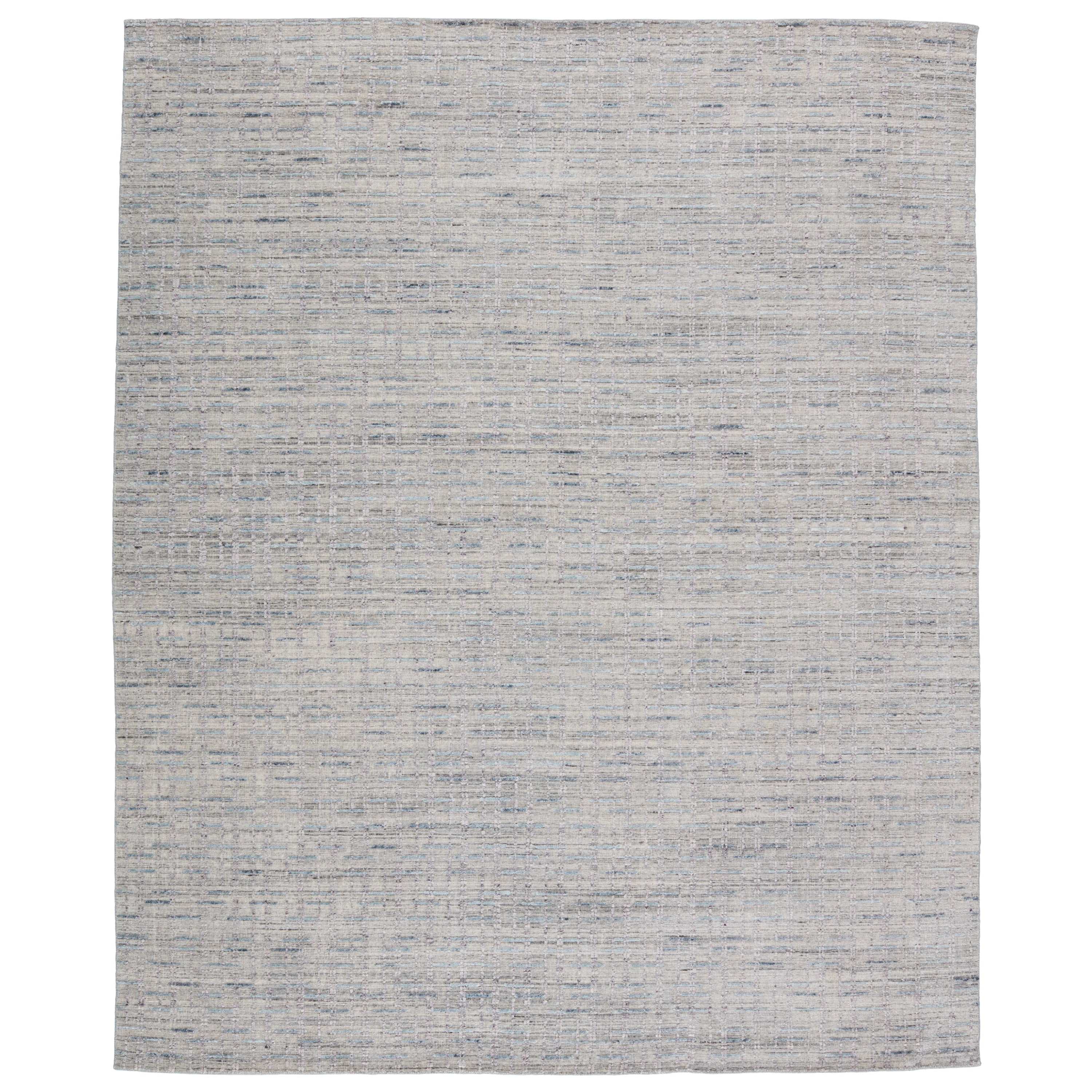 Thaddea Handmade Striped Light Gray Blue Area Rug、mySite、gigharbornorthrealestate