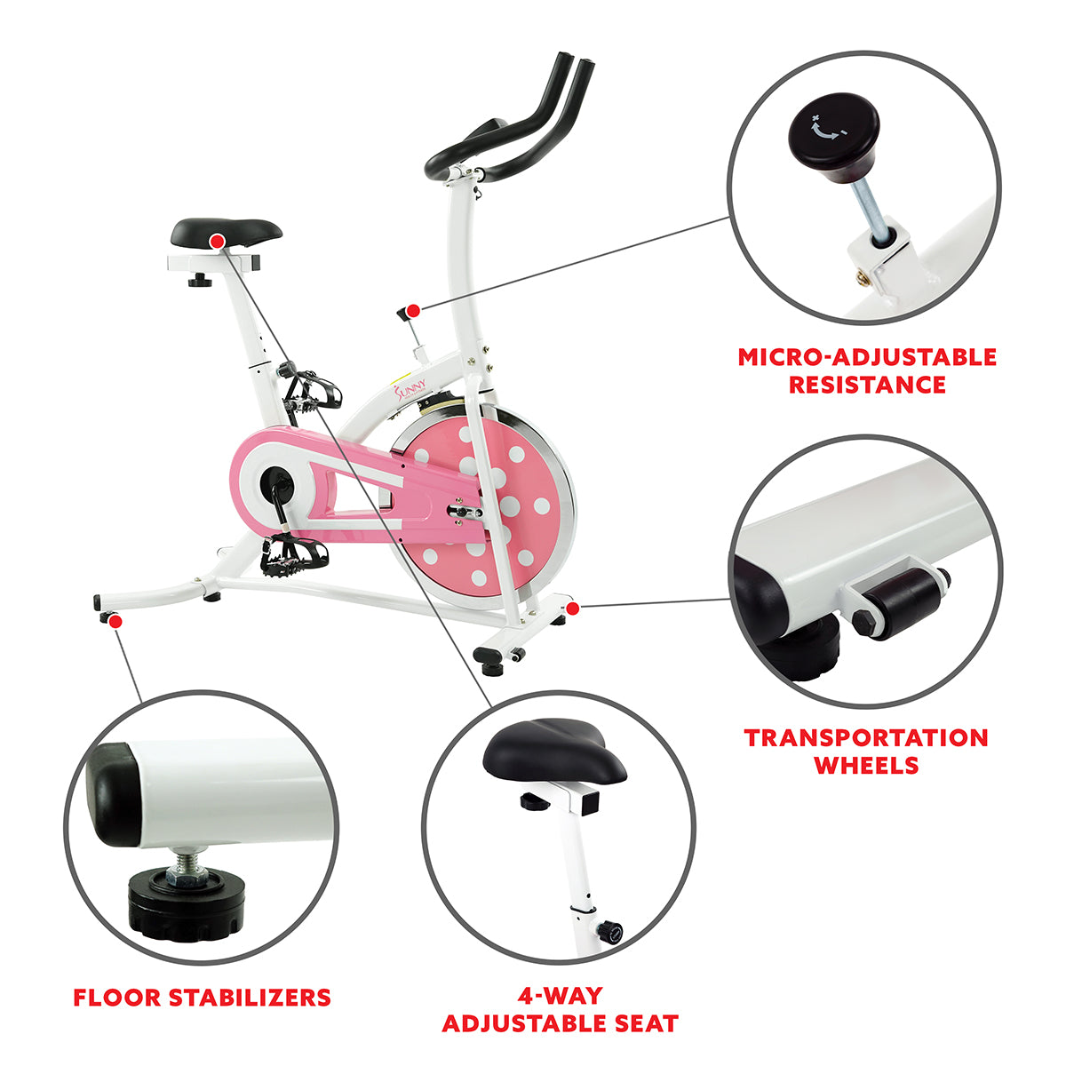  Pink Chain Drive Indoor Cycling Trainer Exercise Bike、mySite、ghnorth