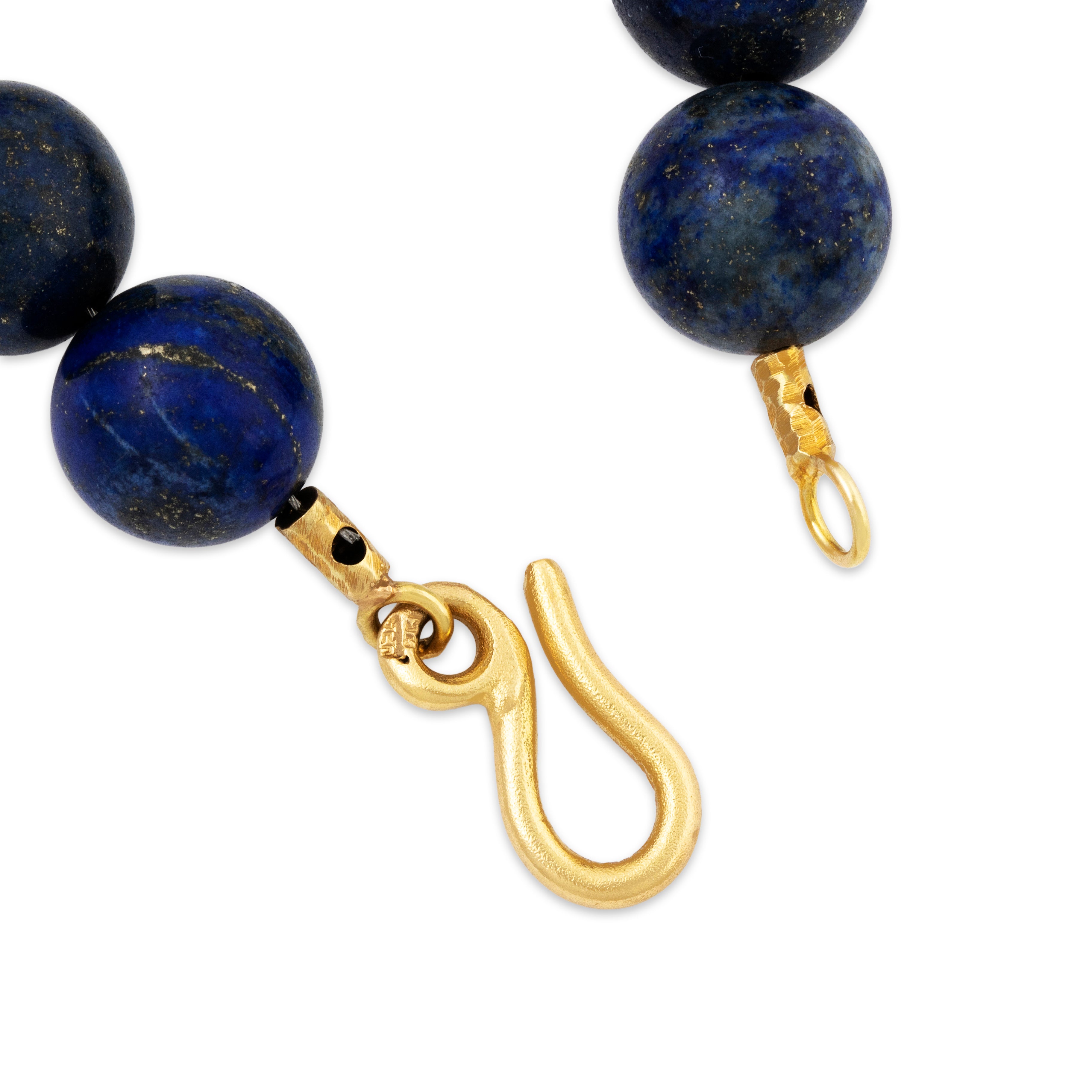 Vintage 18k Yellow Gold Denim Lapis Lazuli Statement Bead Bracelet 6.5、mySite、hinf8tx79