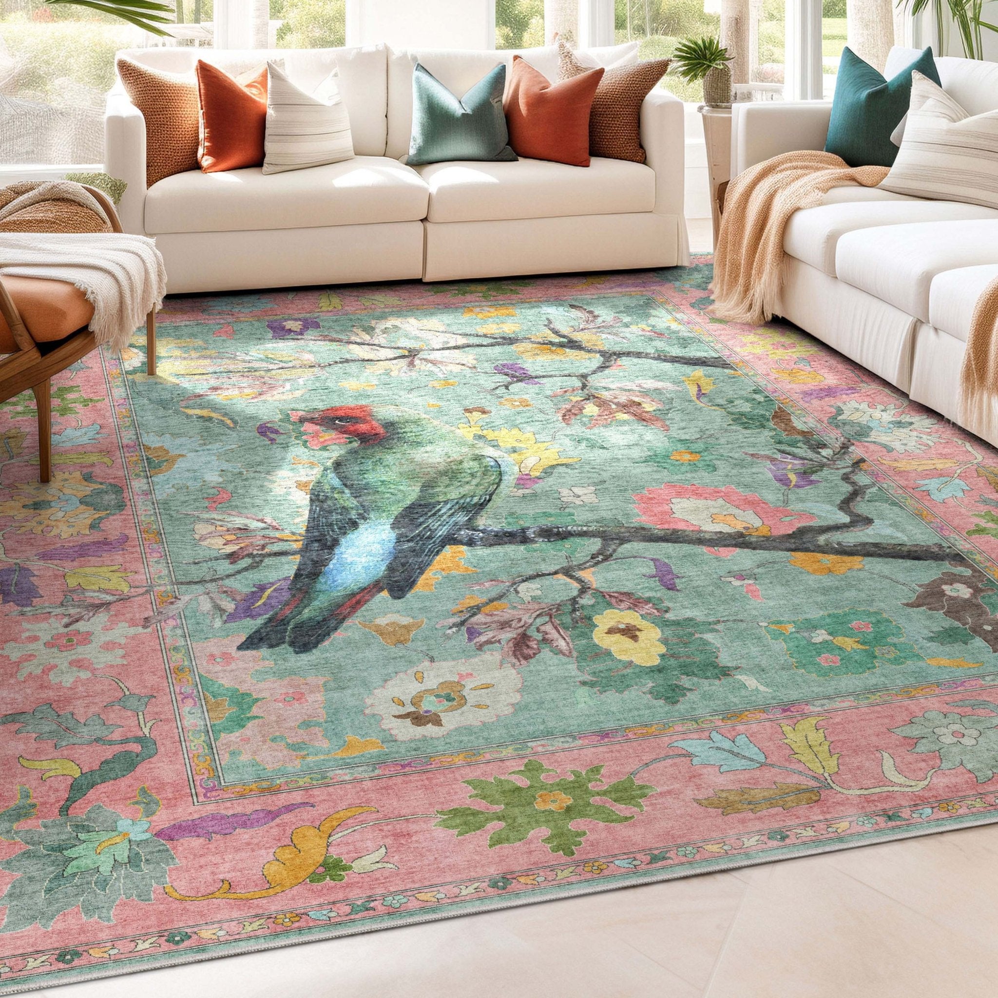 Apollo Botanical Floral Rug for Living Room, Dining Room, Bedroom and Kitchen、mySite、gigharbornorthrealestate