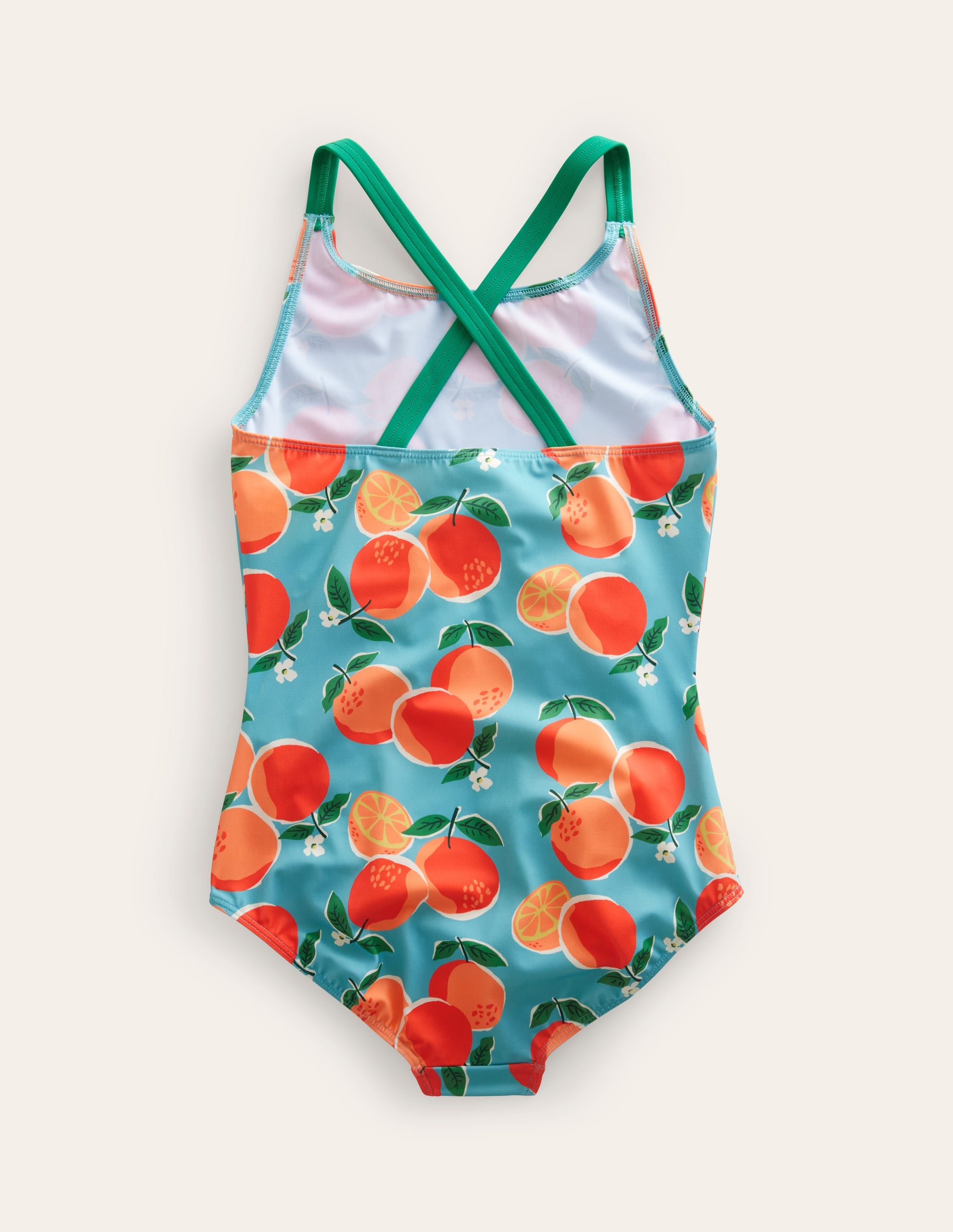  Cross-back Printed Swimsuit-Aqua Blue Oranges、mySite、ashleygrahame