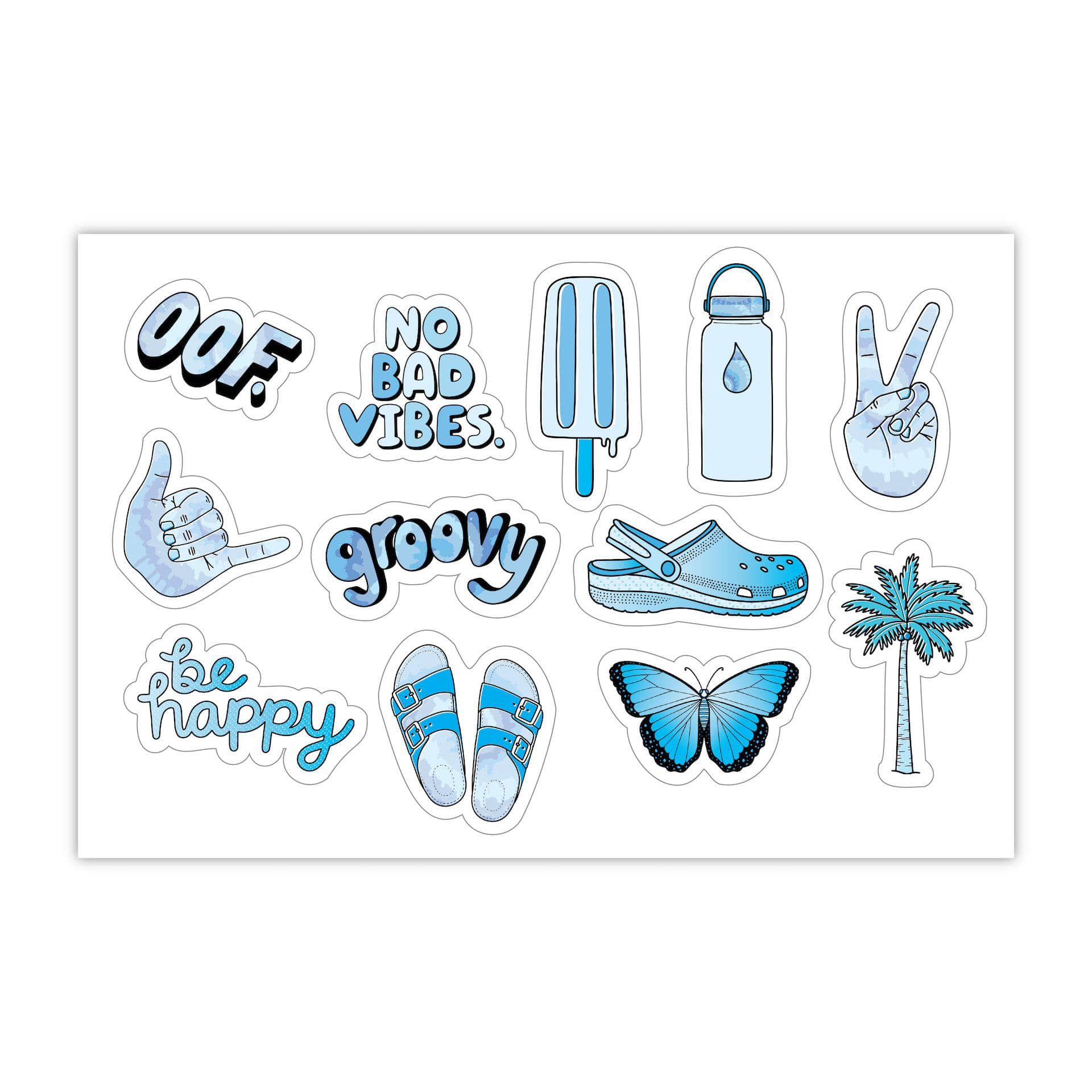  Sheet of Mini Stickers - Blue Aesthetic Stickers - SMALL miniature 1 x 1 Water Bottle Stickers - VSCO Stickers - Phone Case Stickers - Laptop Stickers - 21 Designs、mySite、elrpsem3k
