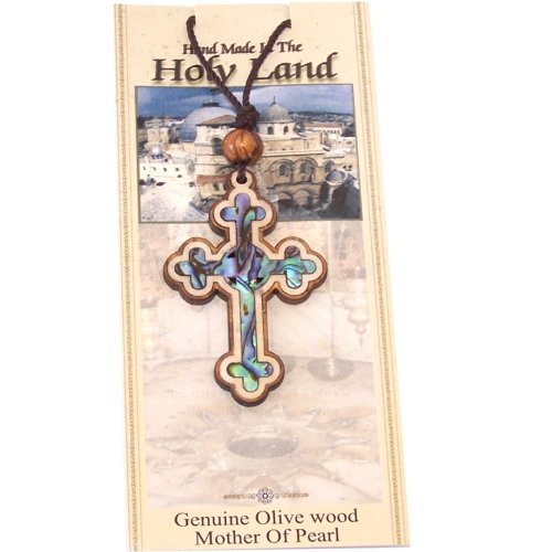 Celtic Olive wood Crucifix with Mother of Pearls (60cm / 23.5 inches, Cross is 5cm or 2 inches)、mySite、topwebapps