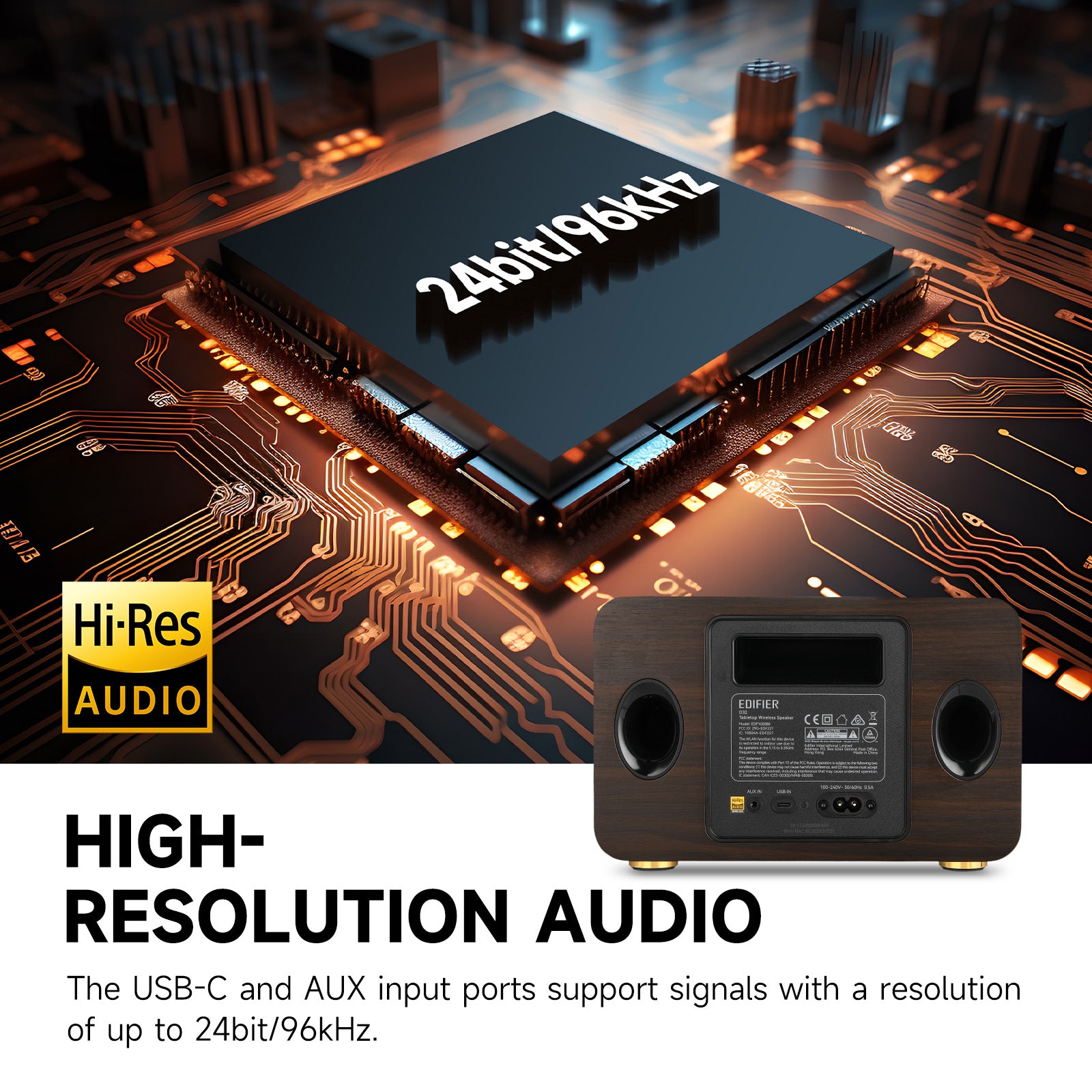 Edifier Tabletop Bluetooth Speakers Portable Wireless Speaker Wi-Fi Bluetooth Compatible AirPlay2 (Black Walnut)、mySite、camillekostekn