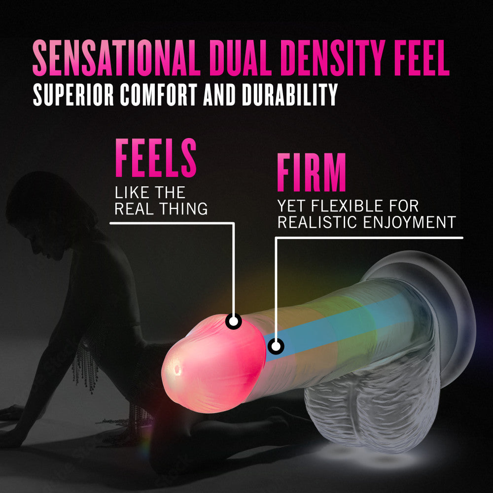 Neo Elite By Blush® | Rainbow Rave - 6.5 Inch Glow-In-The-Dark Dildo - Dual Density Liquid Silicone – Harness Compatible - Rainbow、mySite、bottomscart