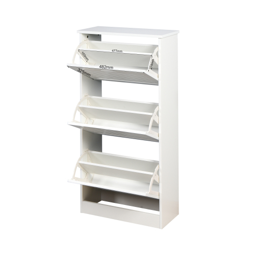 Wooden Shoe Cabinet for Entryway, White Shoe Storage Cabinet with 3 Flip Doors 20.94x9.45x43.11 inch、、casual