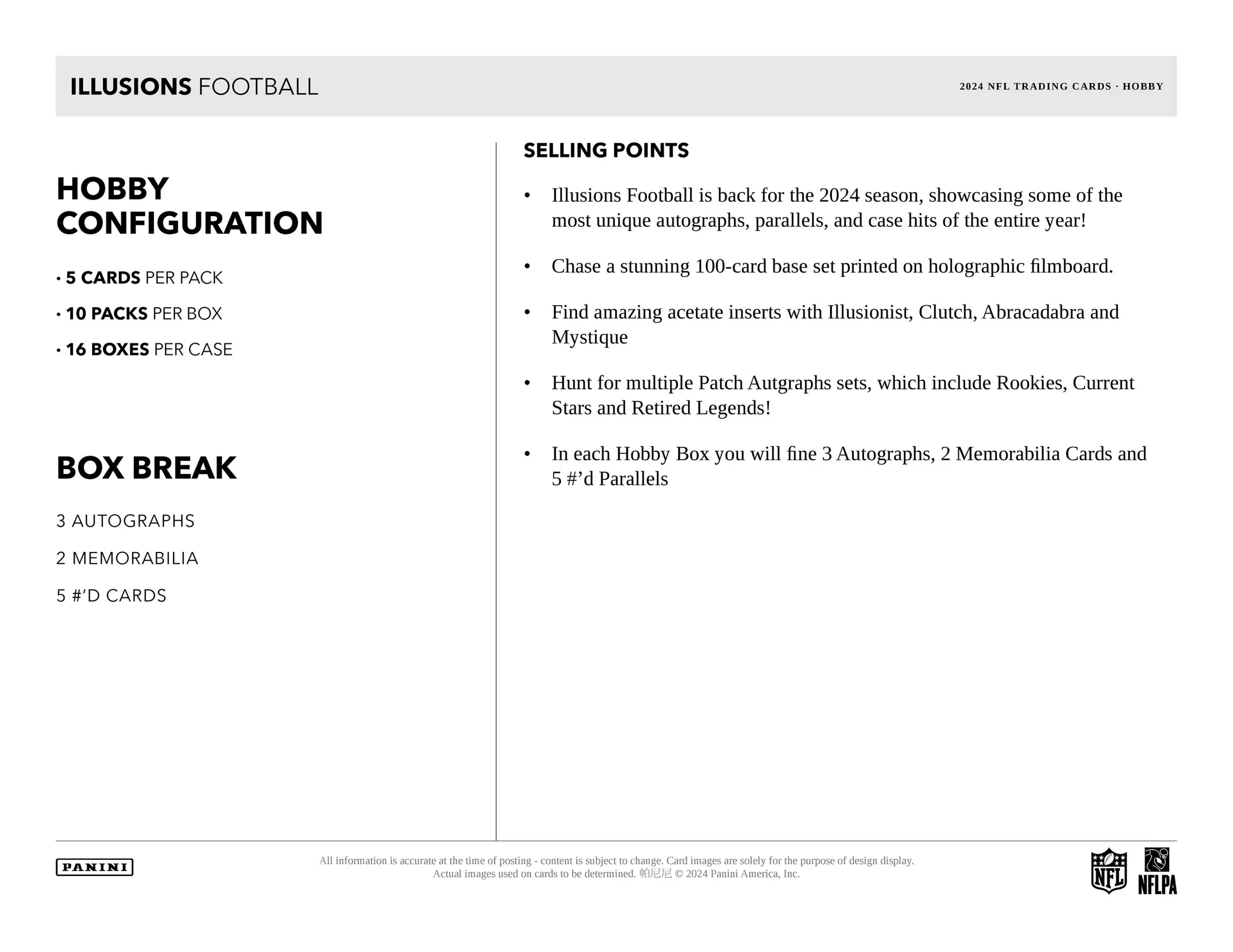 Panini Illusions NFL Football 2024 - Hobby Box、mySite、waistdrama