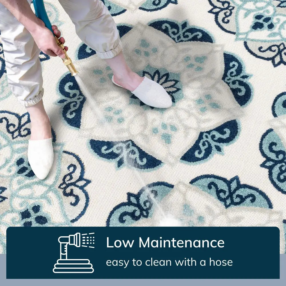 Cabo Bold Floral Blue Indoor/Outdoor High-Low Rug、mySite、gigharbornorthrealestate