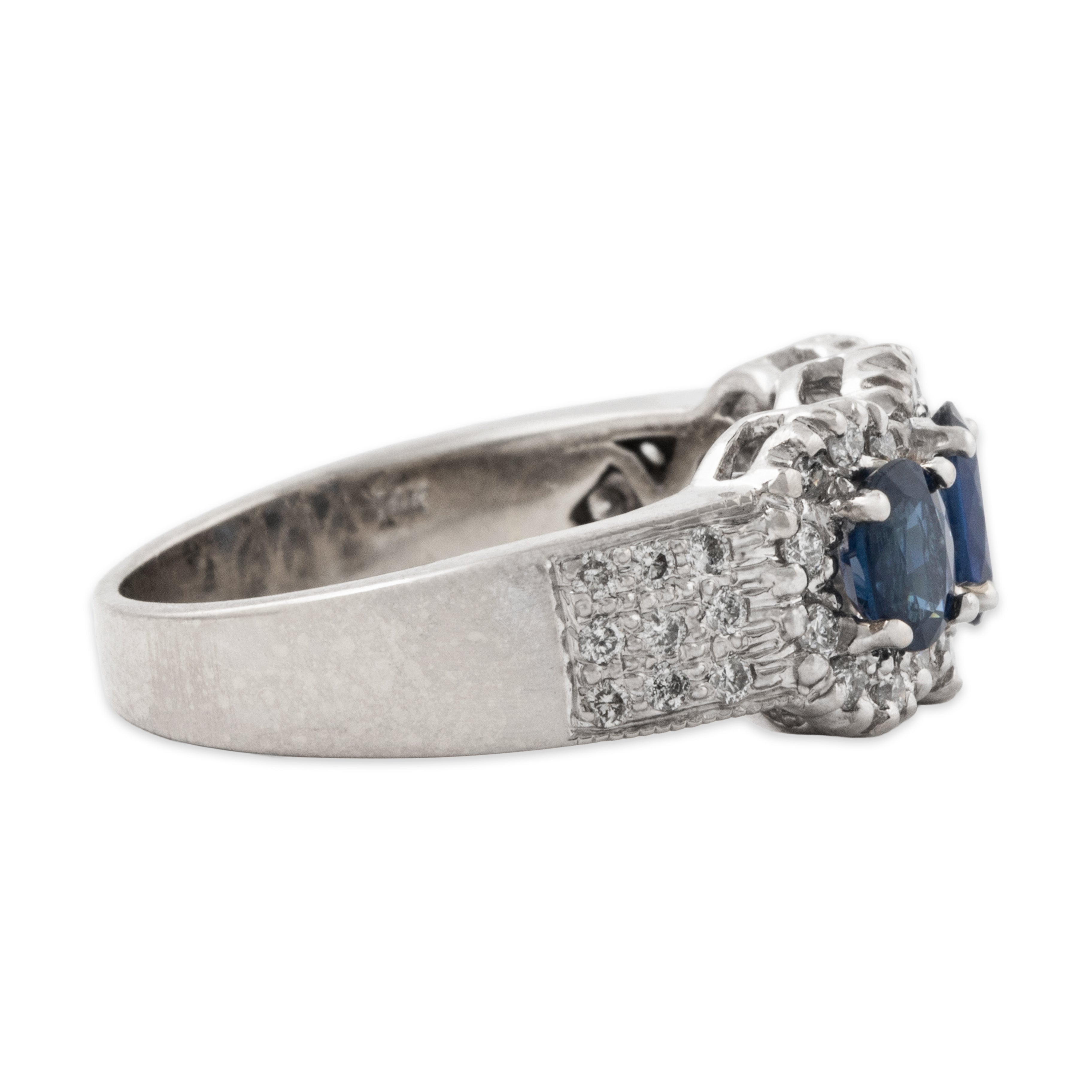 Vintage 14k White Gold 1.24cttw Sapphire .398cttw Diamond Triple Halo Ring 7.50、mySite、hinf8tx79