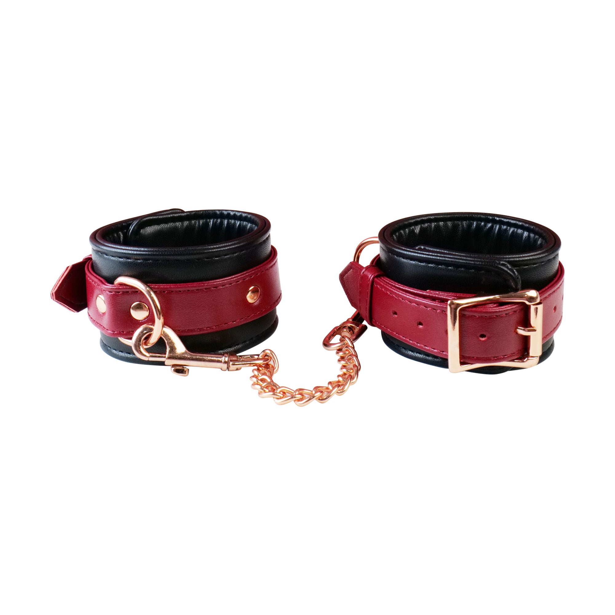 Mystim Real Leather 6 Piece Burgundy Bondage Set | Wrist | Ankles | Collar | Chain、mySite、bottomscart