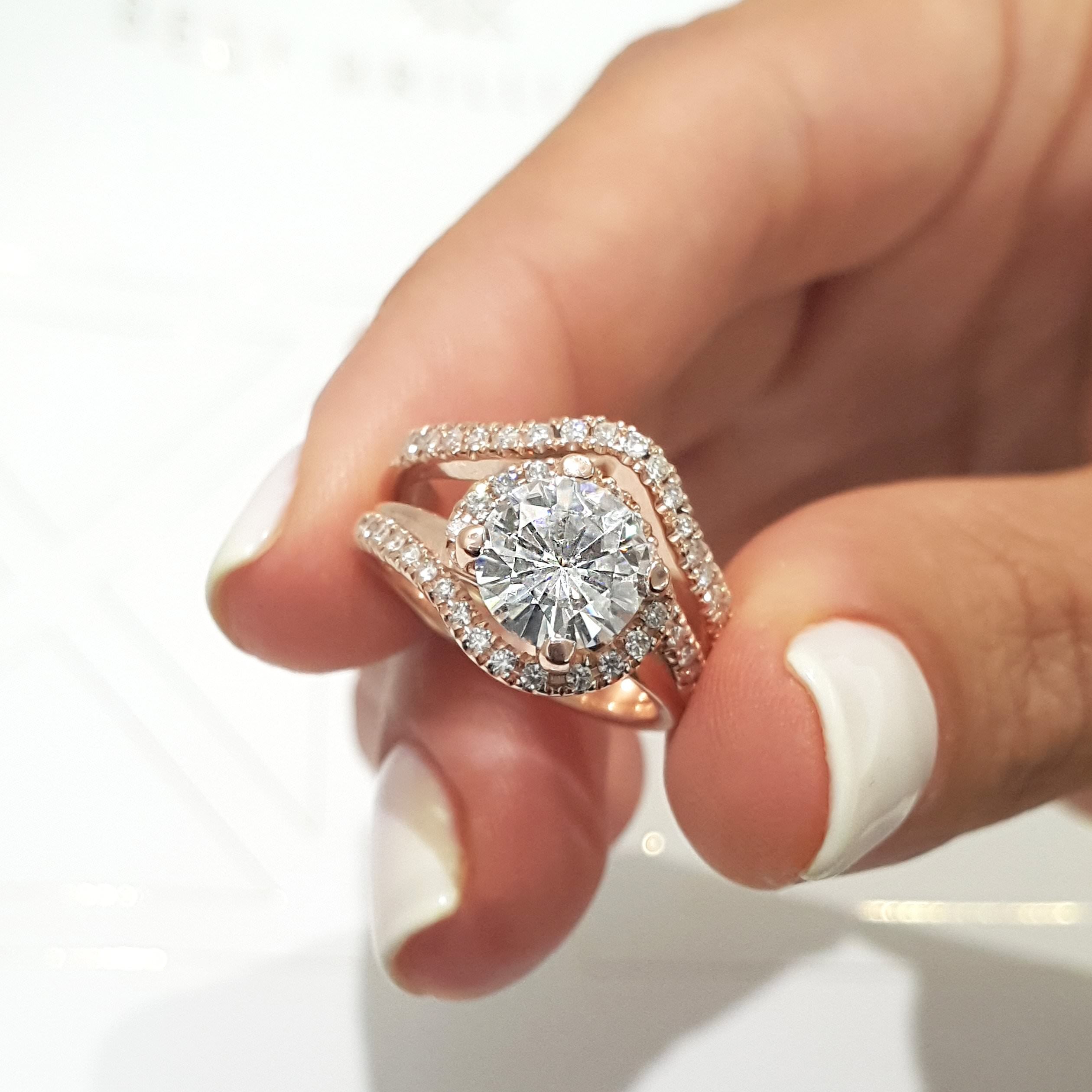 Stella Moissanite & Diamonds Bridal Set -14K Rose Gold、mySite、hinf8tx79