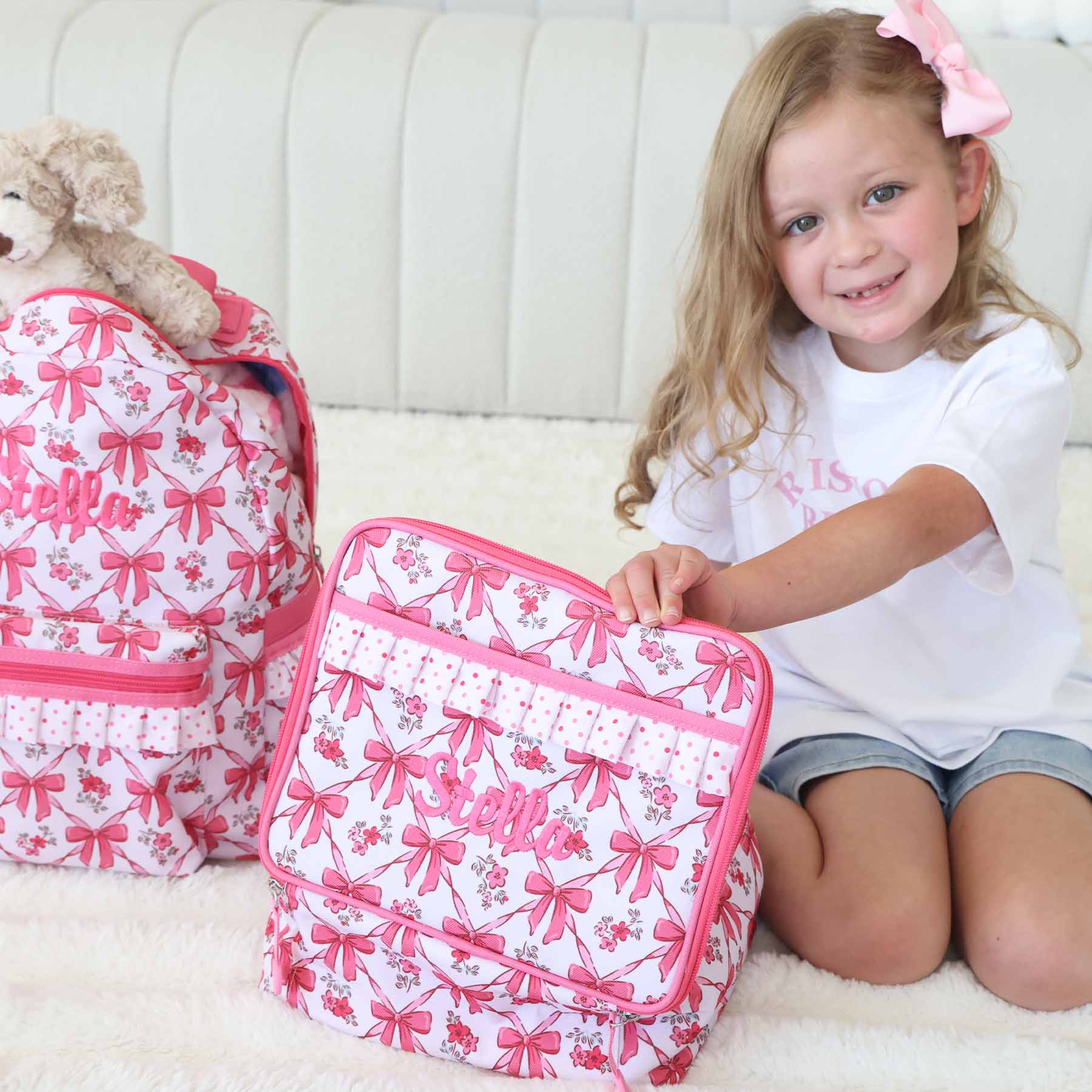  Kids Personalized Ruffle Lunchbox | Bow Besties、mySite、layawaytickets