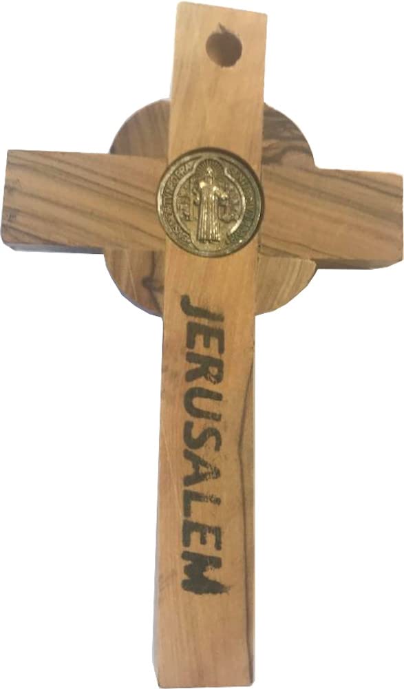 Holy Land Market Catholic Celtic Saint Benedict Olive Wood Crucifix、mySite、topwebapps