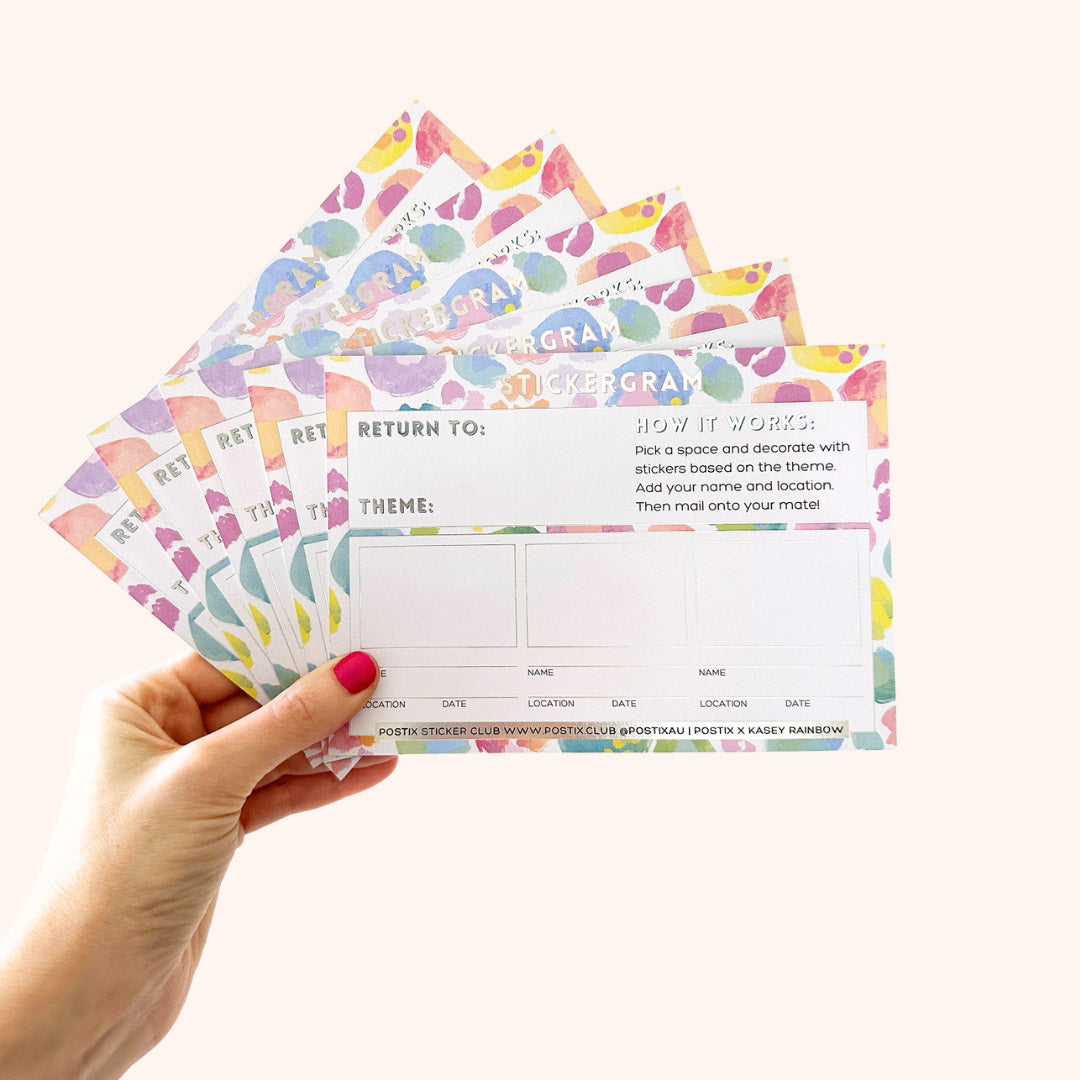  Limited Edition Kasey Rainbow Pastel Leopard Stickergram 5 Pack、mySite、ghnorth