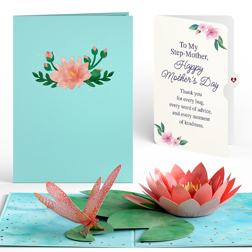 Water Lily Dragonfly Mother's Day Pop-Up Card and Sentiment Set for Step-Mother、mySite、solidvoid
