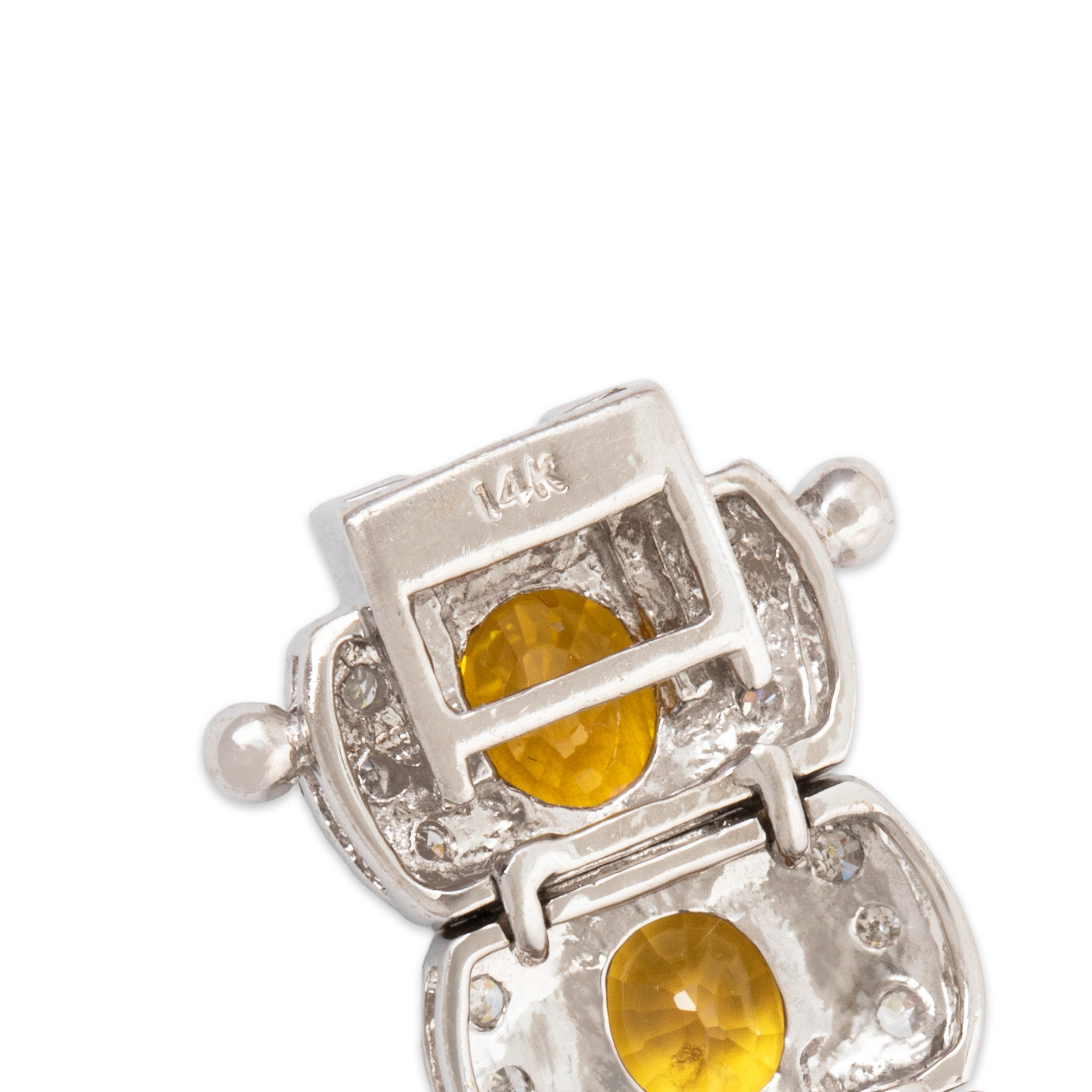 Vintage 14k White Gold 11.2cttw Yellow Sapphire 1cttw Diamond Line Bracelet 7、mySite、hinf8tx79