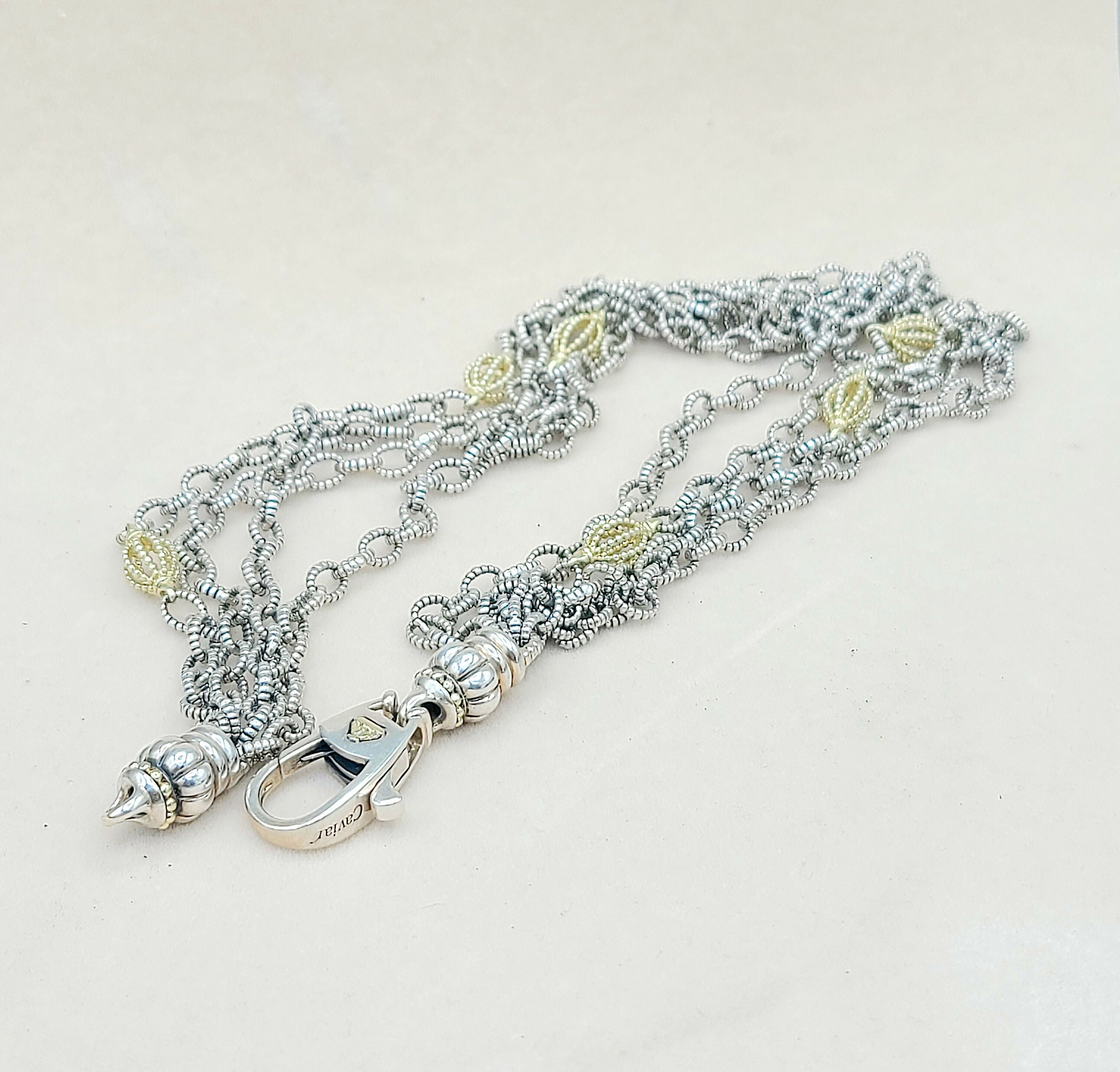 Lagos Caviar Mixed Link Necklace Four Row 18K Gold、mySite、hinf8tx79