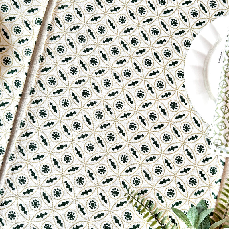 Cotton Printed Table Runner | Green | 183 x 35 cm、mySite、camillekostekn