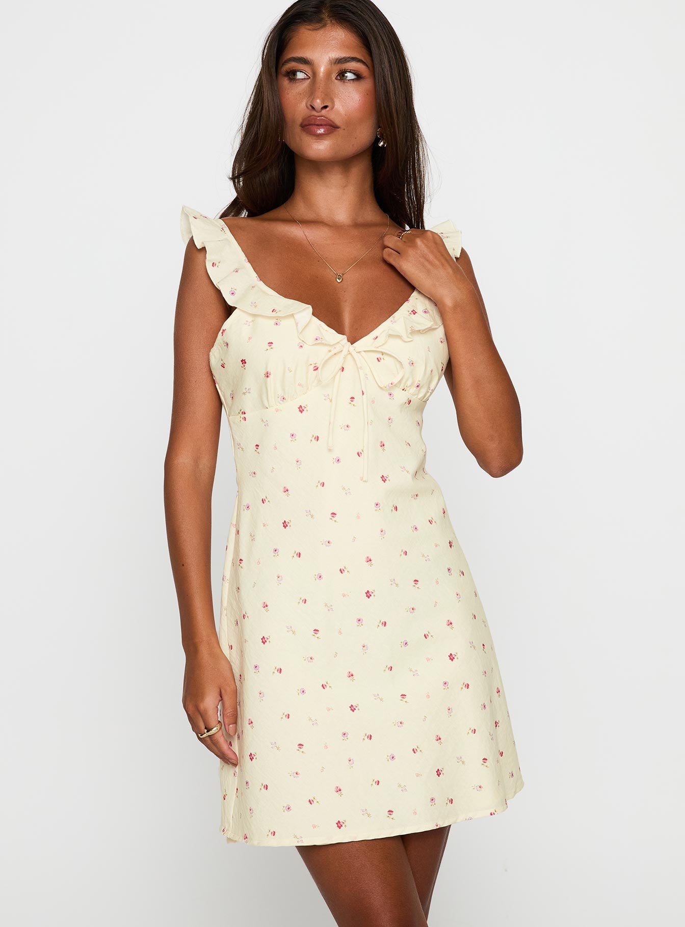 Tattoo Kisses Frill Mini Dress Floral、mySite、solidvoid