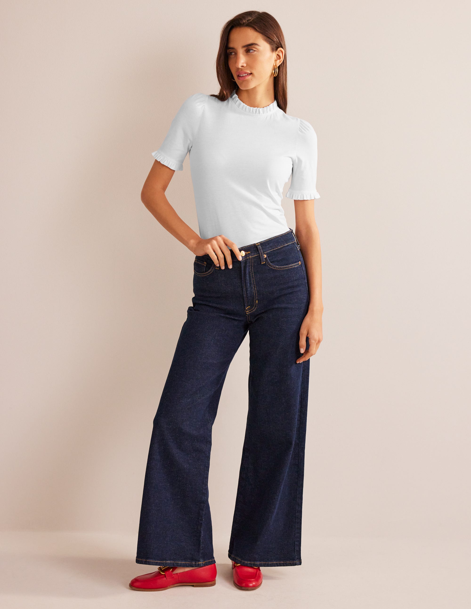  Supersoft Frill Detail T-shirt-White、mySite、ashleygrahame