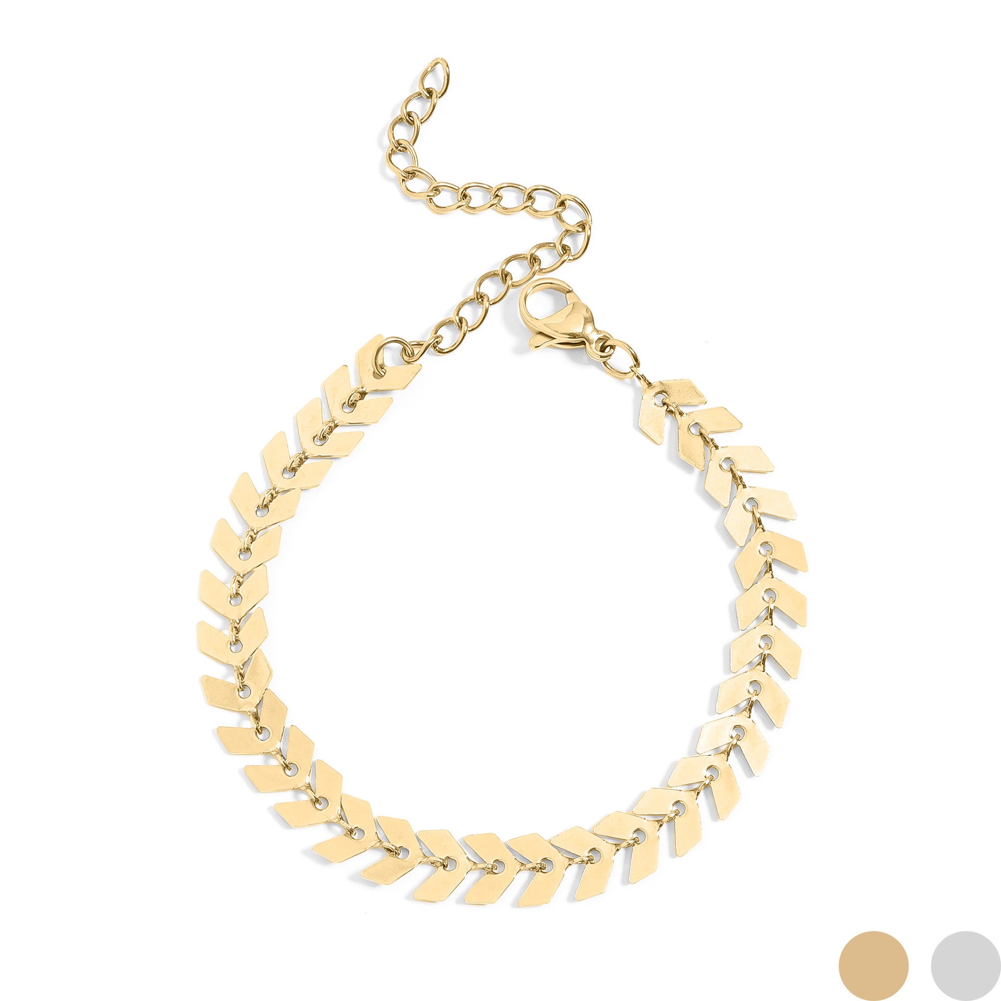 18K Gold PVD Stainless Steel Chevron Bracelet or Anklet / BRJ9099、mySite、dreamappss