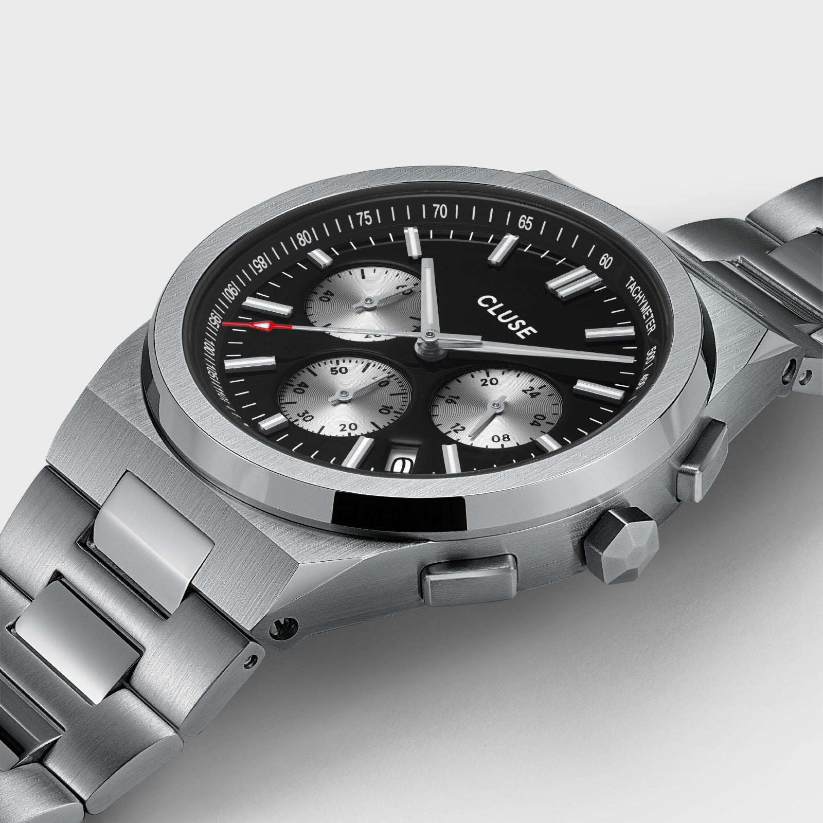  Vigoureux Chrono Watch Steel, Black, Silver Colour