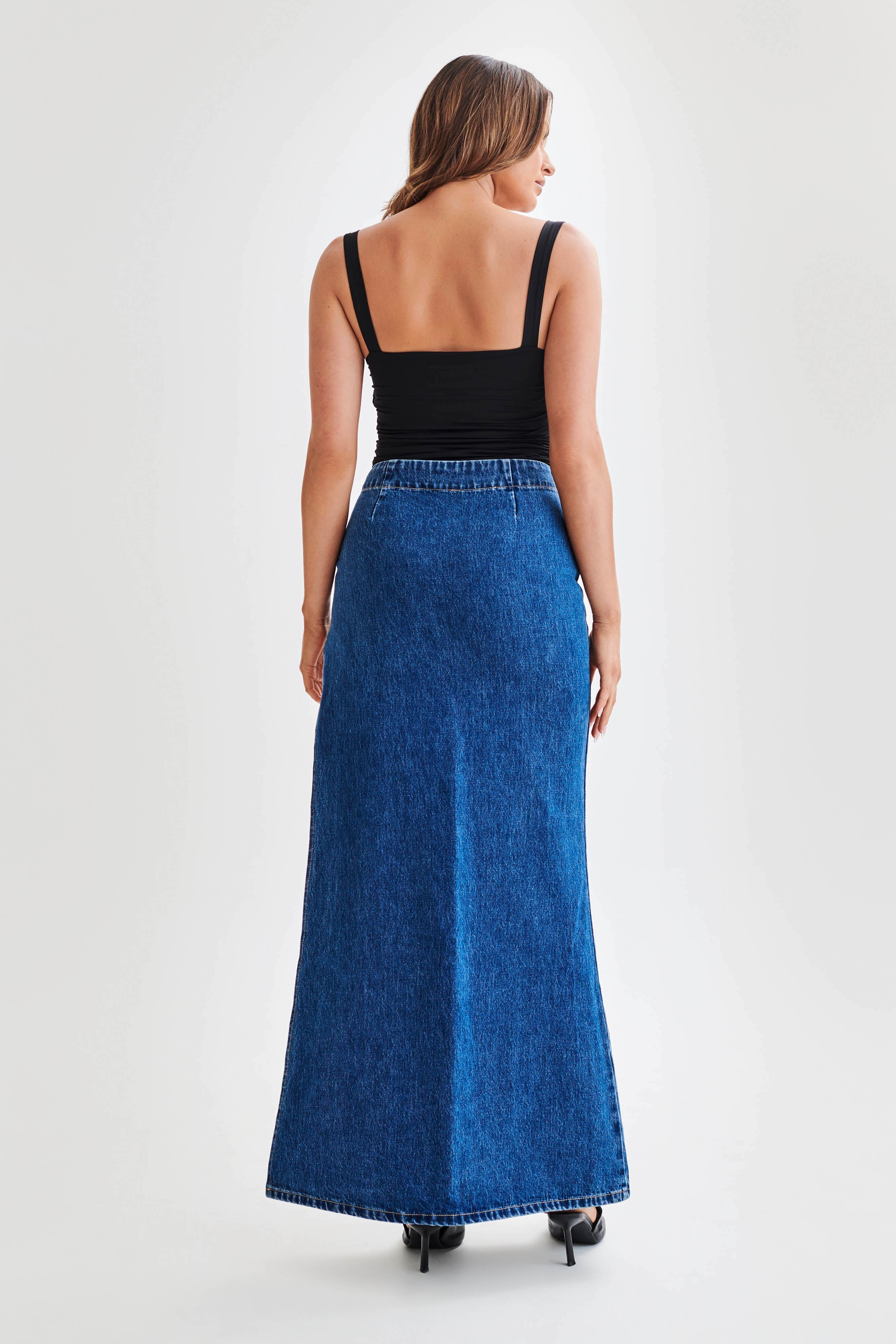 Hailey Slinky Long Line Sweetheart Top - Black、mySite、solidvoid