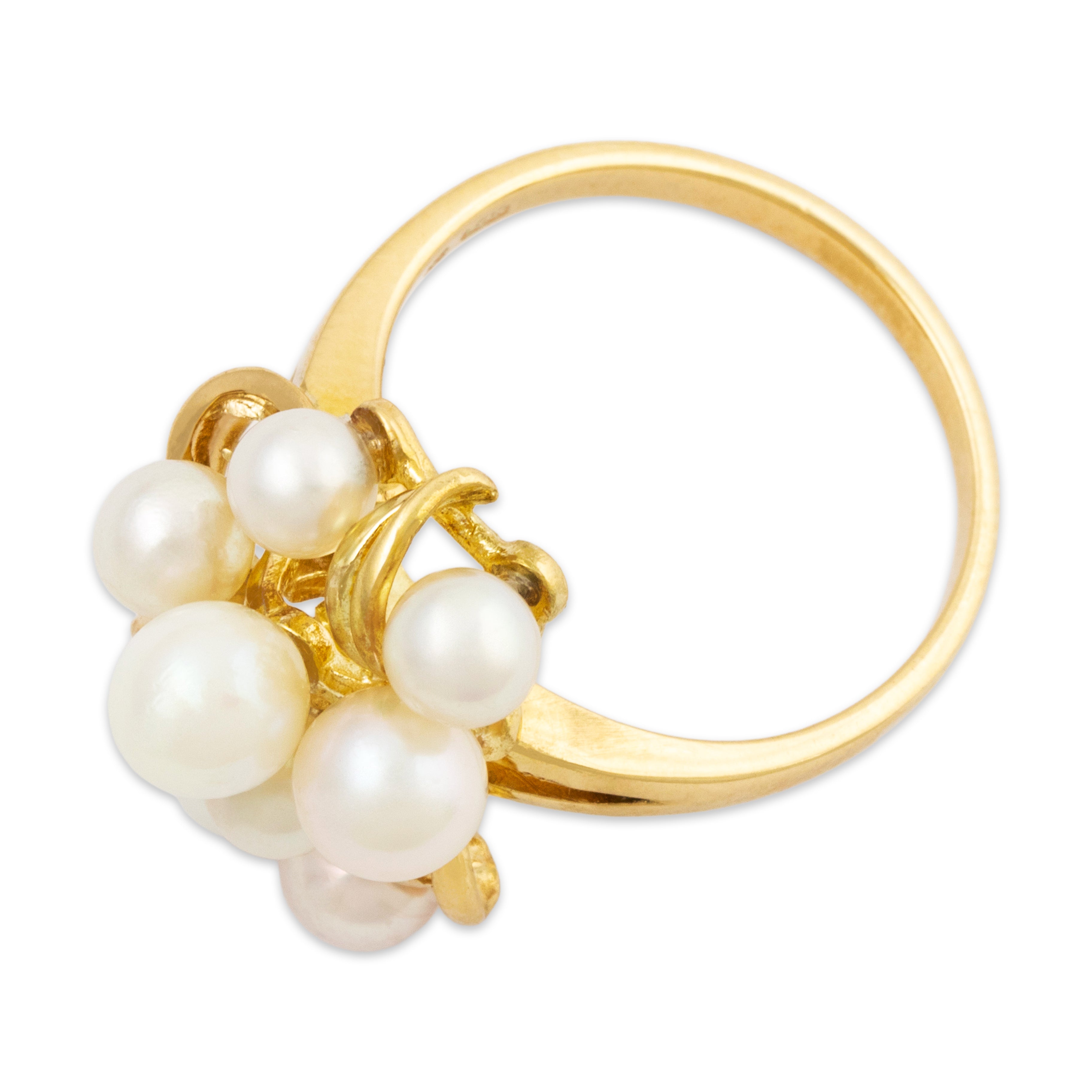 Vintage 14k Yellow Gold Pearl Cluster Cocktail Ring 6.25、mySite、hinf8tx79