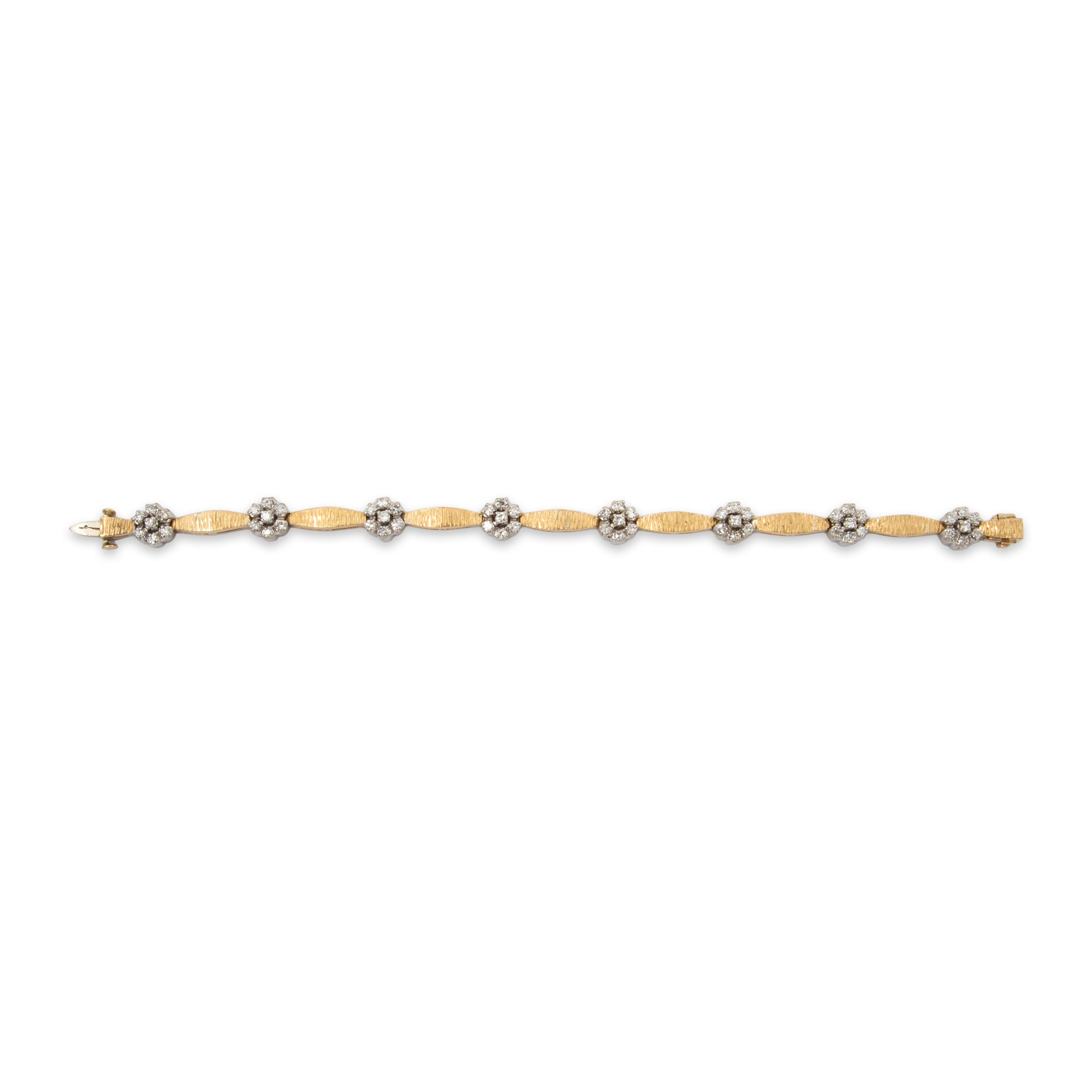 Vintage Heavy 14k Yellow Gold 1.288cttw Diamond Floriform Link Bracelet 6.5、mySite、hinf8tx79