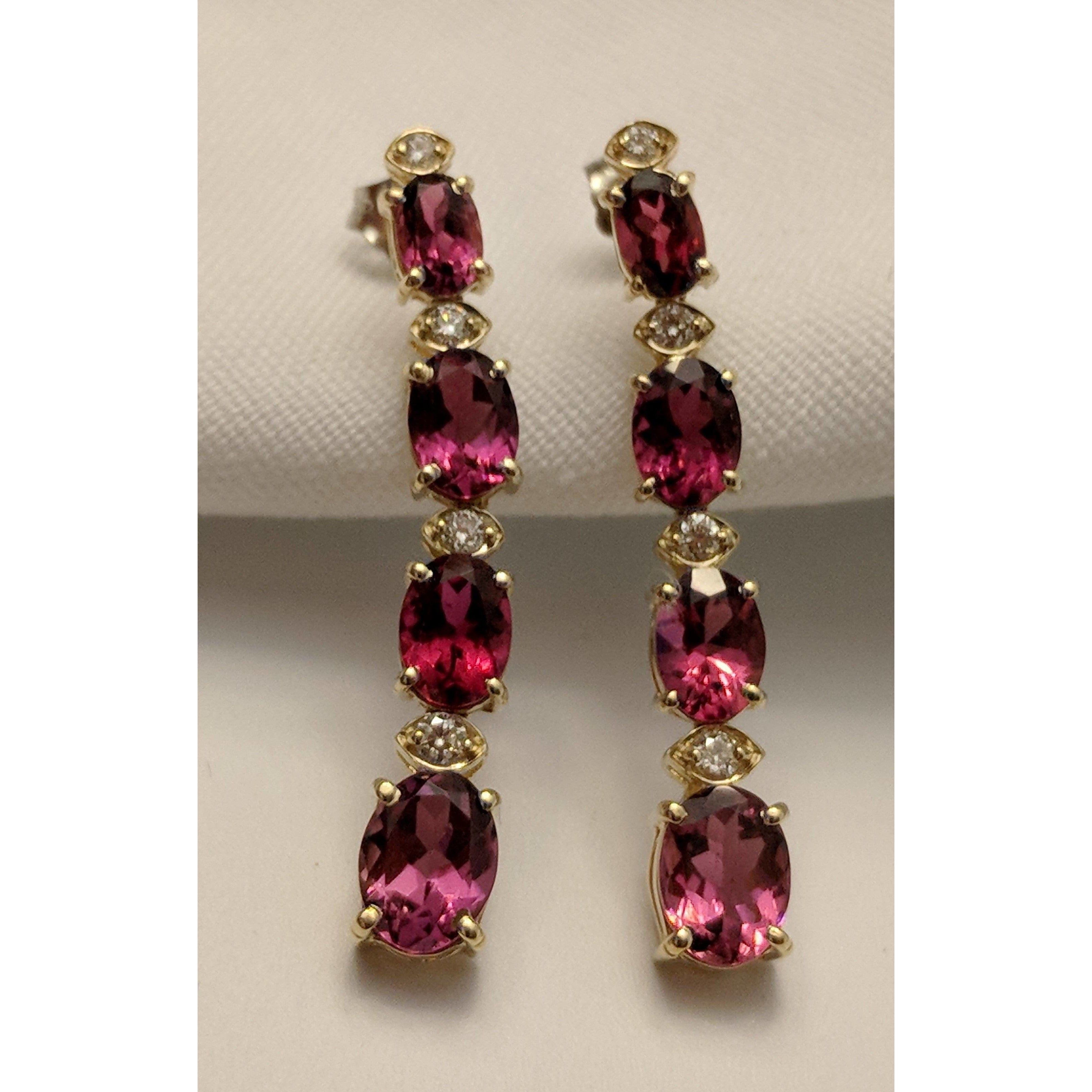 Pink Tourmaline and Diamond SET, 27.4ctw Necklace & 7.45ctw Earrings in 14K Gold, STUNNING!、mySite、g9winljtr