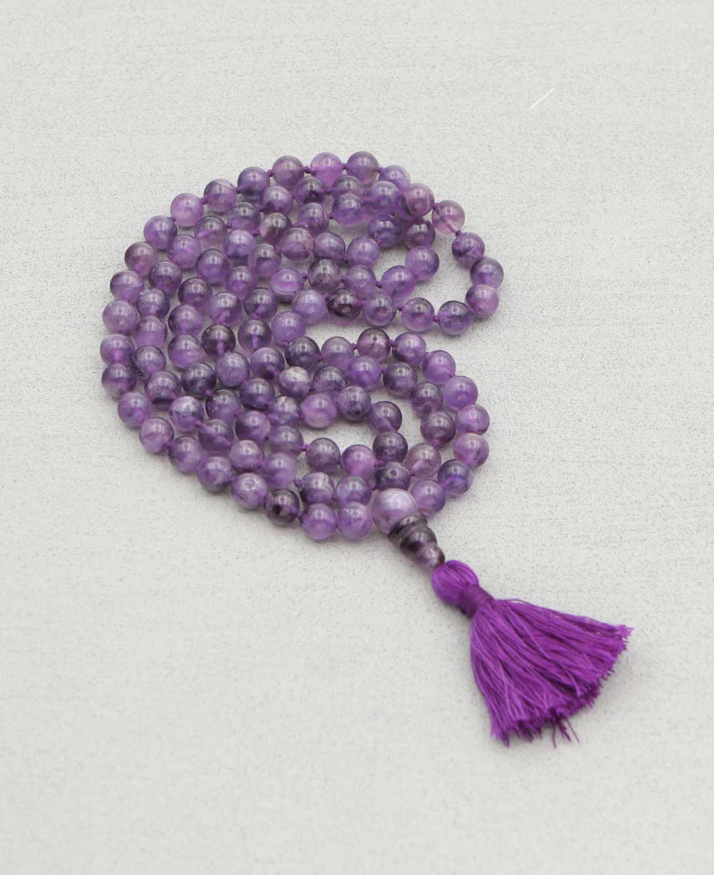 108 Beads Knotted Amethyst Meditation Mala、mySite、topwebapps