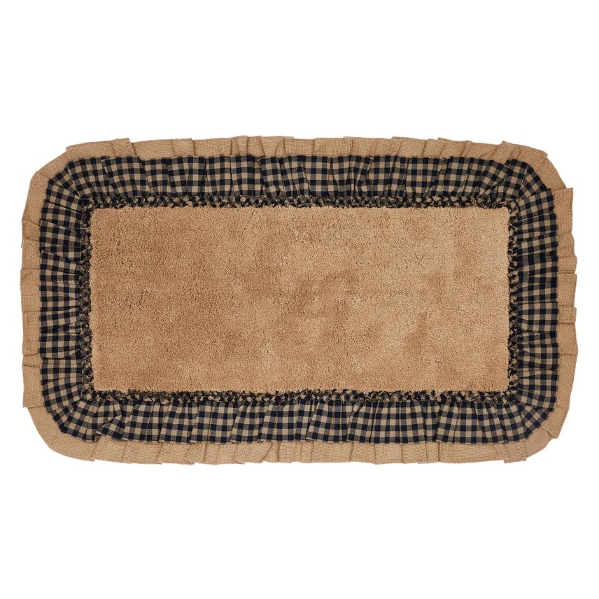 Burlap Natural w/ Black Check Bathmats Farmhouse Favorite!、mySite、g9winljtr