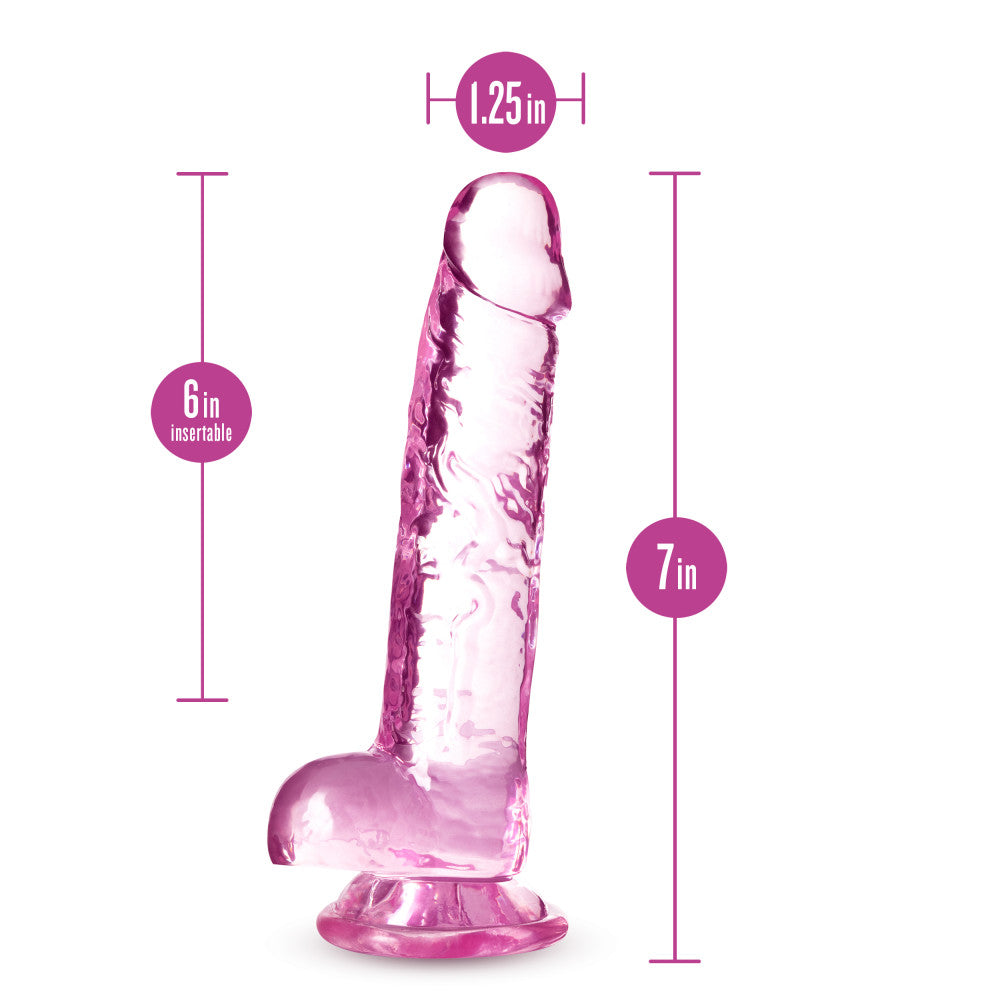 Naturally Yours By Blush® | Realistic Rose 7-Inch Long Dildo With Balls & Suction Cup Base、mySite、bottomscart